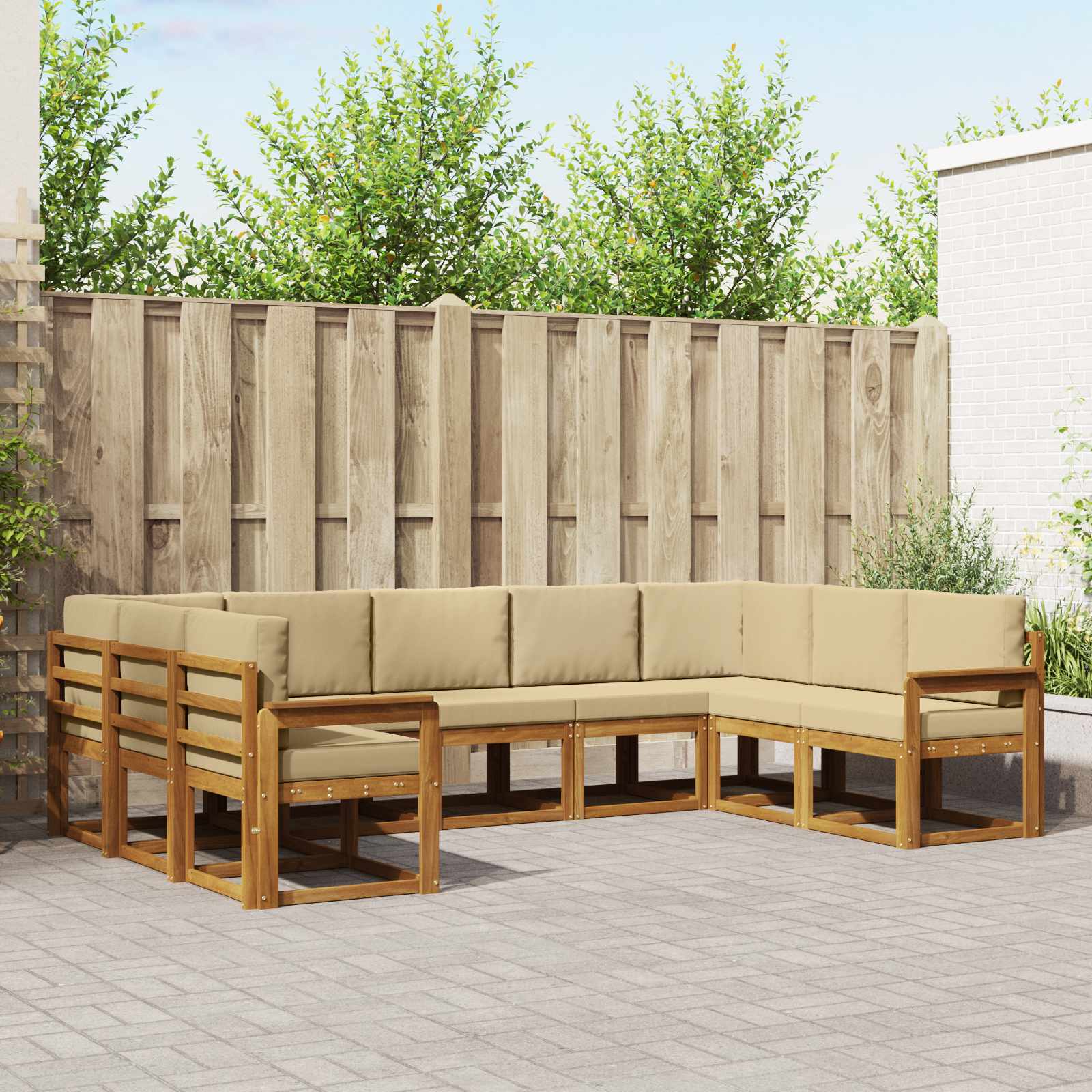 Ensemble de canapés d'extérieur 9 pcs Naturel et Beige - XIOS