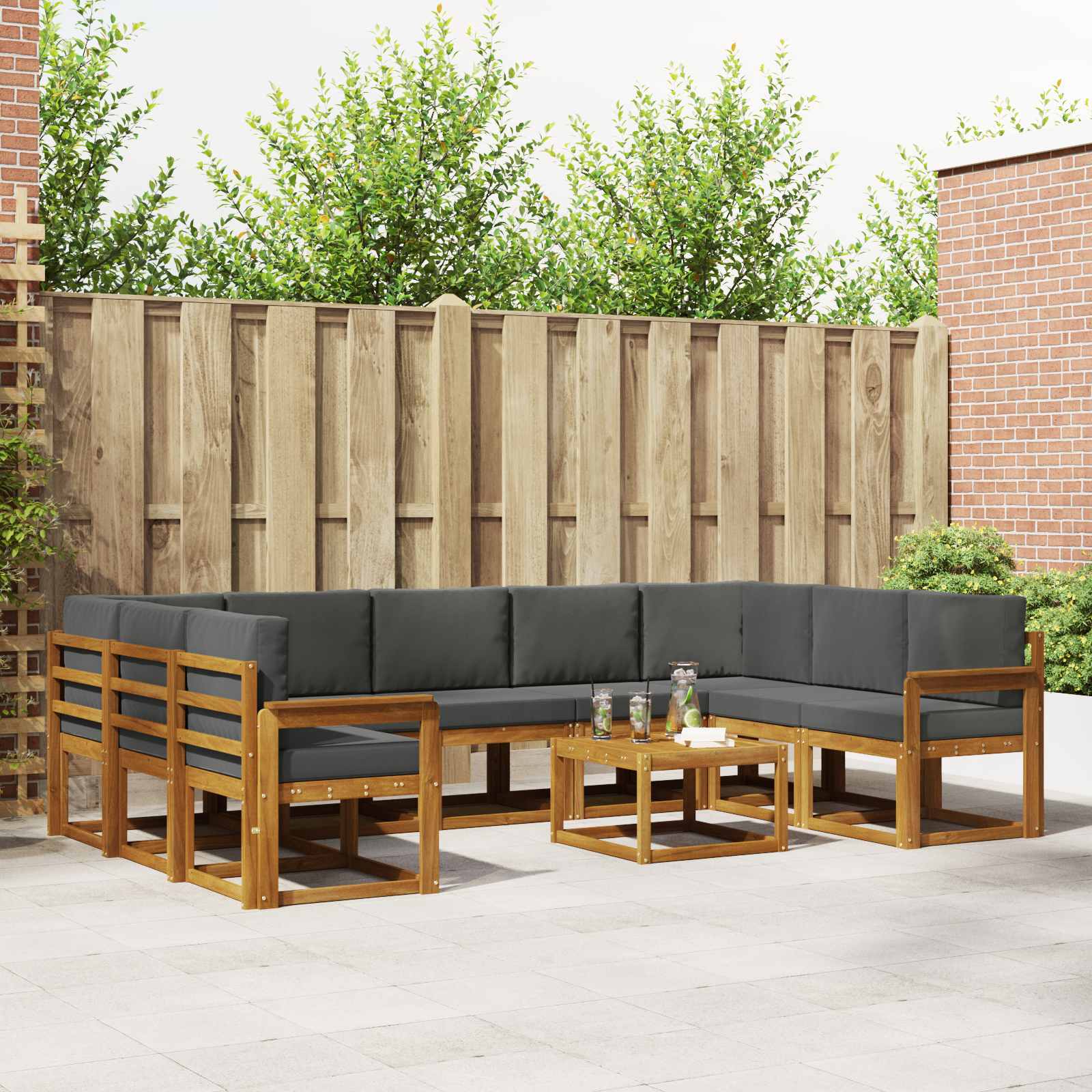 Ensemble de canapés d'extérieur 10 pcs Naturel et Anthracite - XIOS