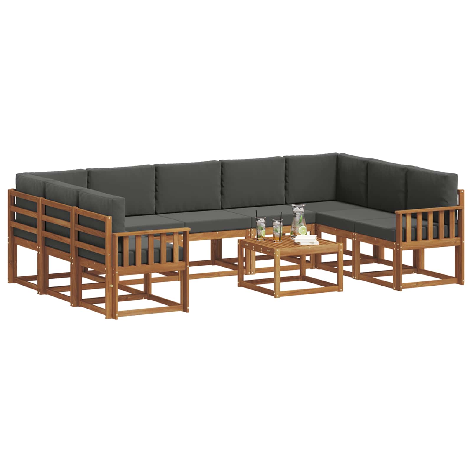 Ensemble de canapés d'extérieur 10 pcs Naturel et Anthracite - XIOS