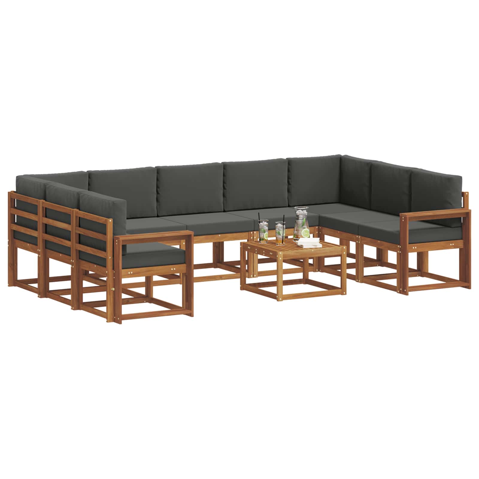 Ensemble de canapés d'extérieur 10 pcs Naturel et Anthracite - XIOS
