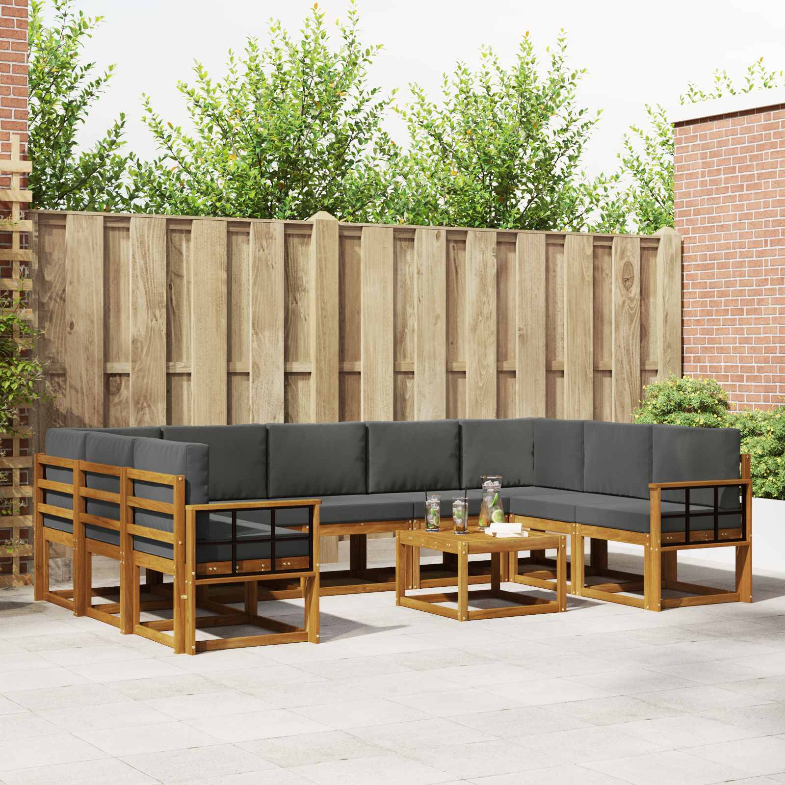 Ensemble de canapés d'extérieur 10 pcs Naturel et Anthracite - XIOS