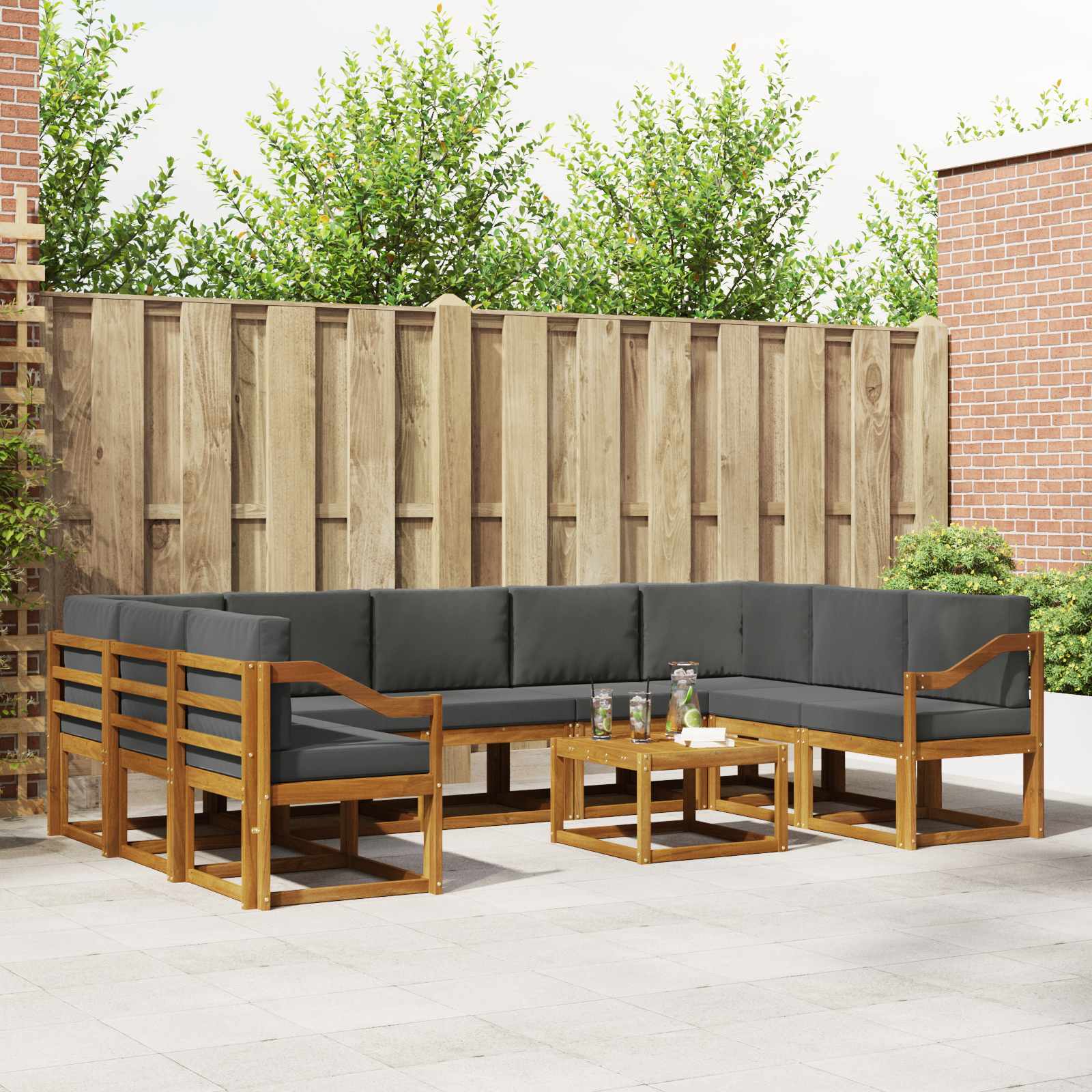 Ensemble de canapés d'extérieur 10 pcs Naturel et Anthracite - XIOS