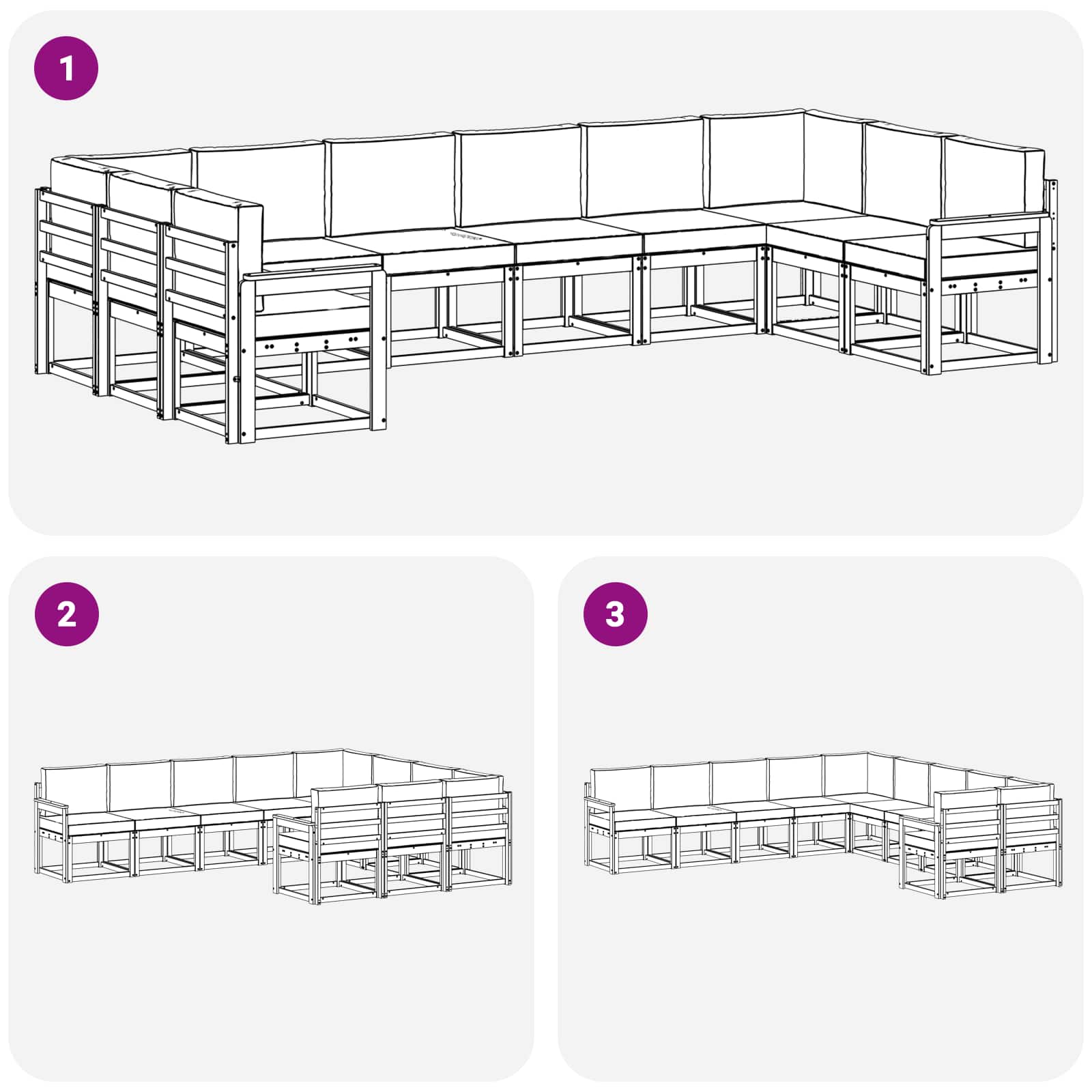 Ensemble de canapés d'extérieur 10 pcs Naturel et Anthracite - XIOS