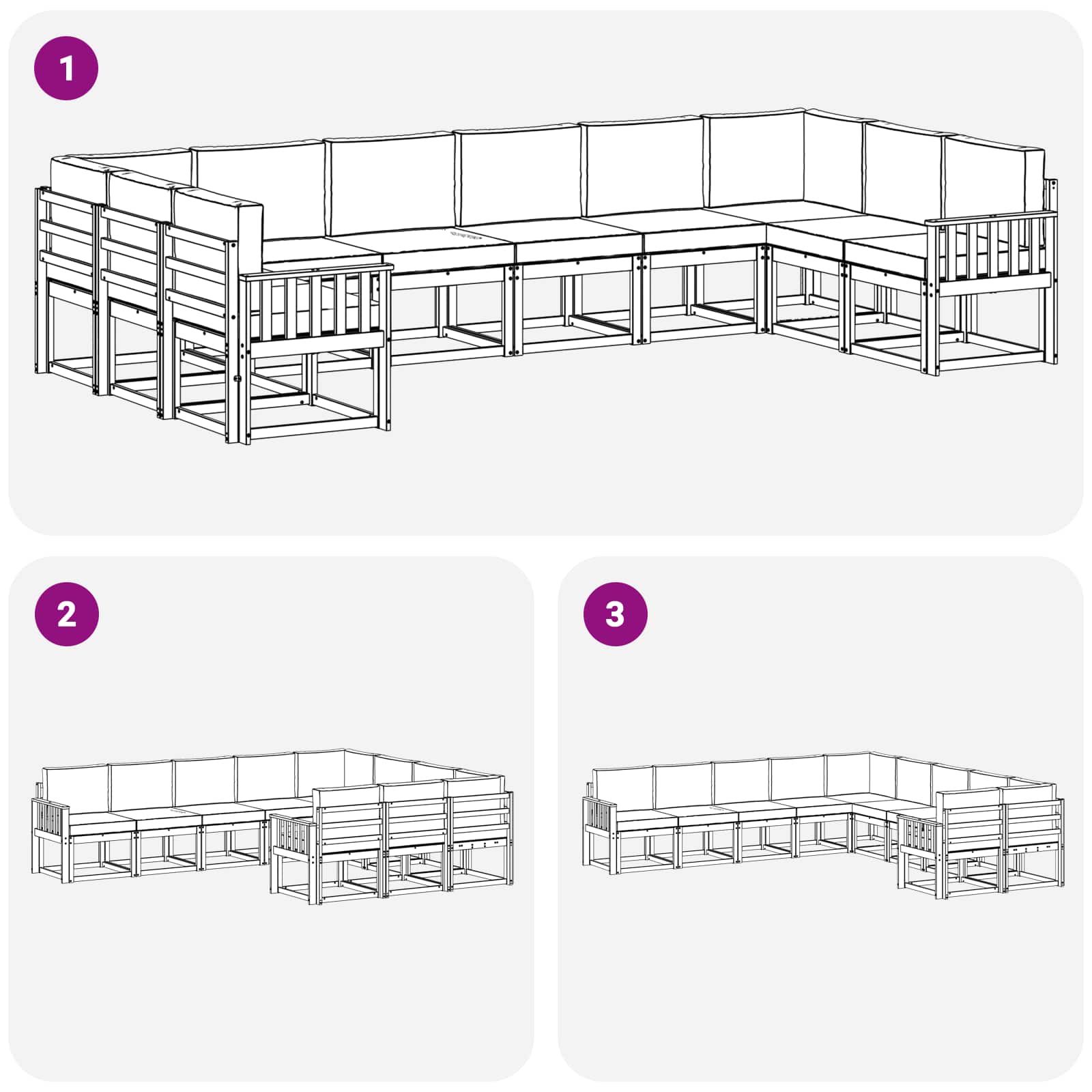 Ensemble de canapés d'extérieur 10 pcs Naturel et Anthracite - XIOS