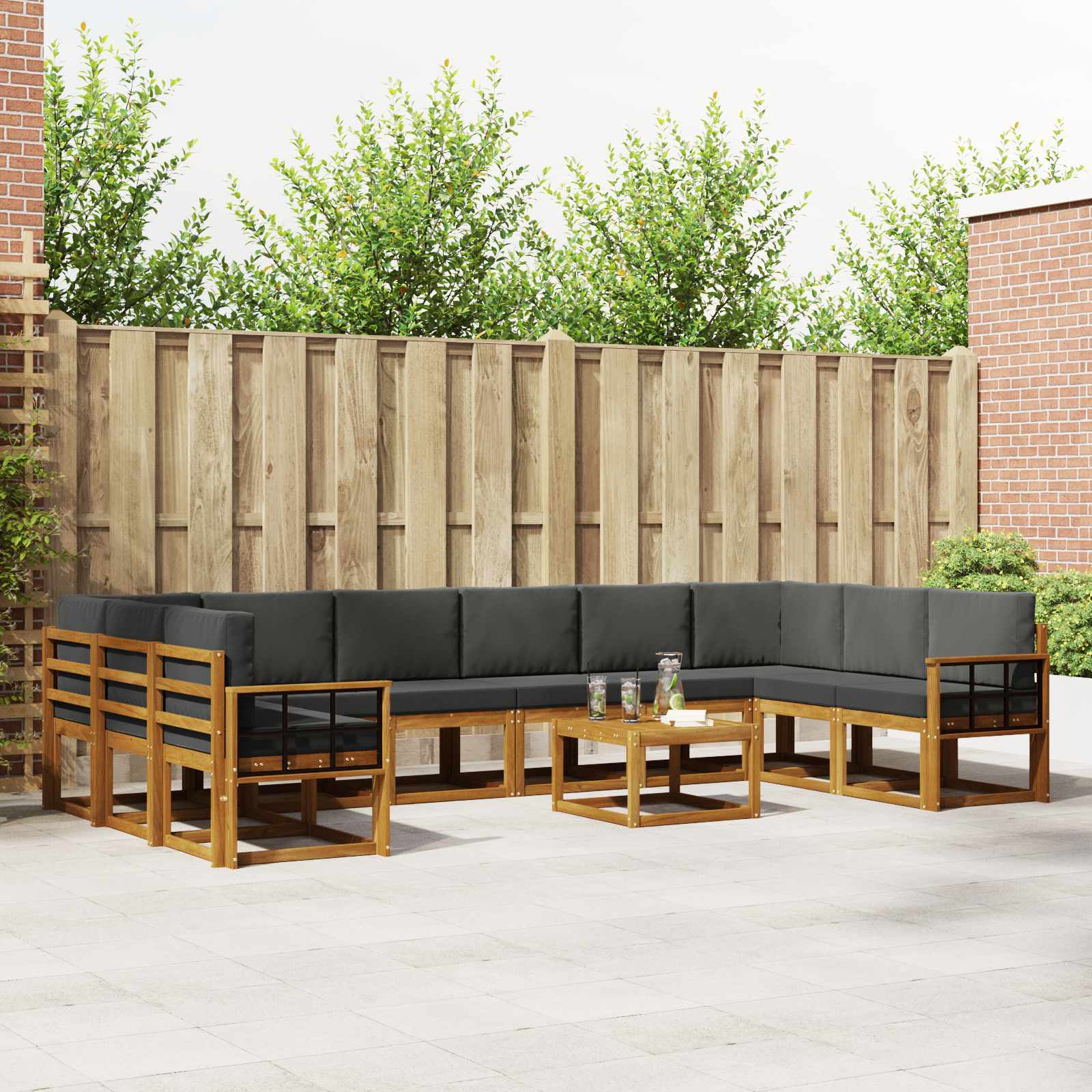 Ensemble de canapés d'extérieur 11 pcs Naturel et Anthracite - XIOS
