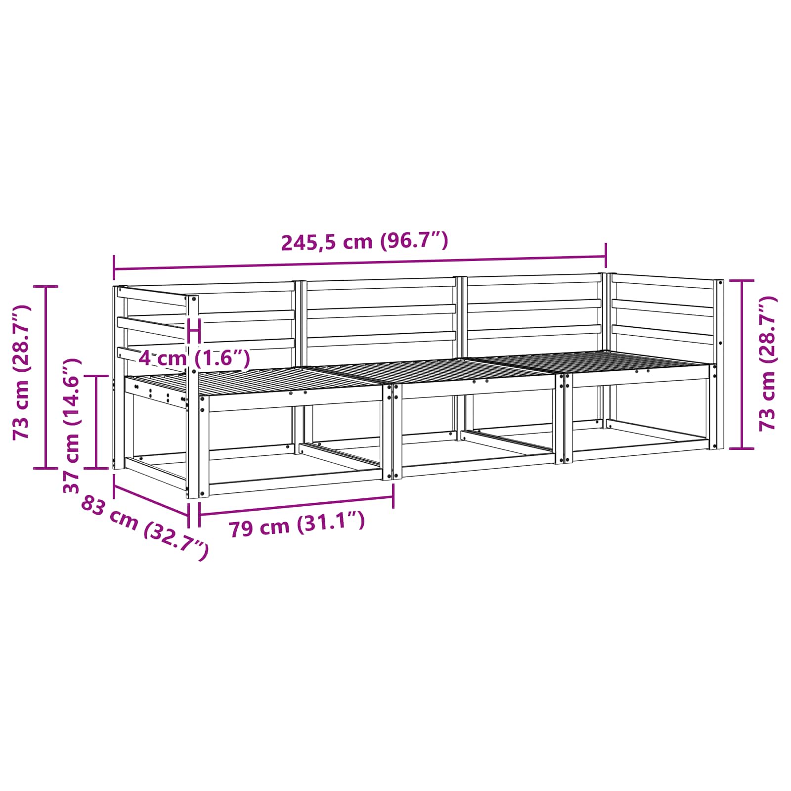 Ensemble de canapés d'extérieur 3 pcs Naturel - XIOS