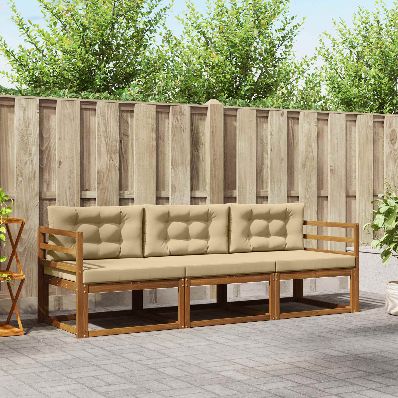 Ensemble de canapés d'extérieur 3 pcs Naturel et Beige - XIOS