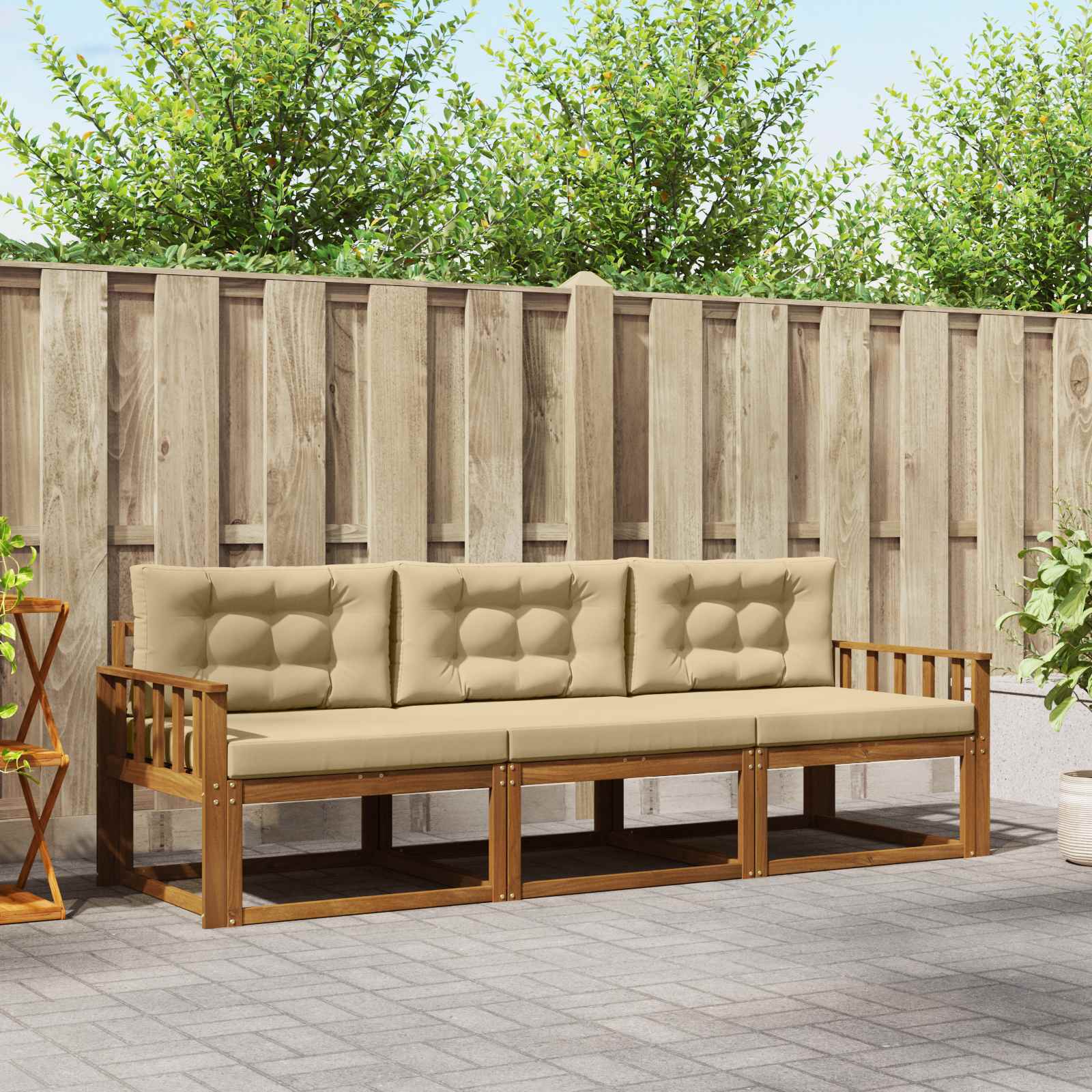 Ensemble de canapés d'extérieur 3 pcs Naturel et Beige - XIOS
