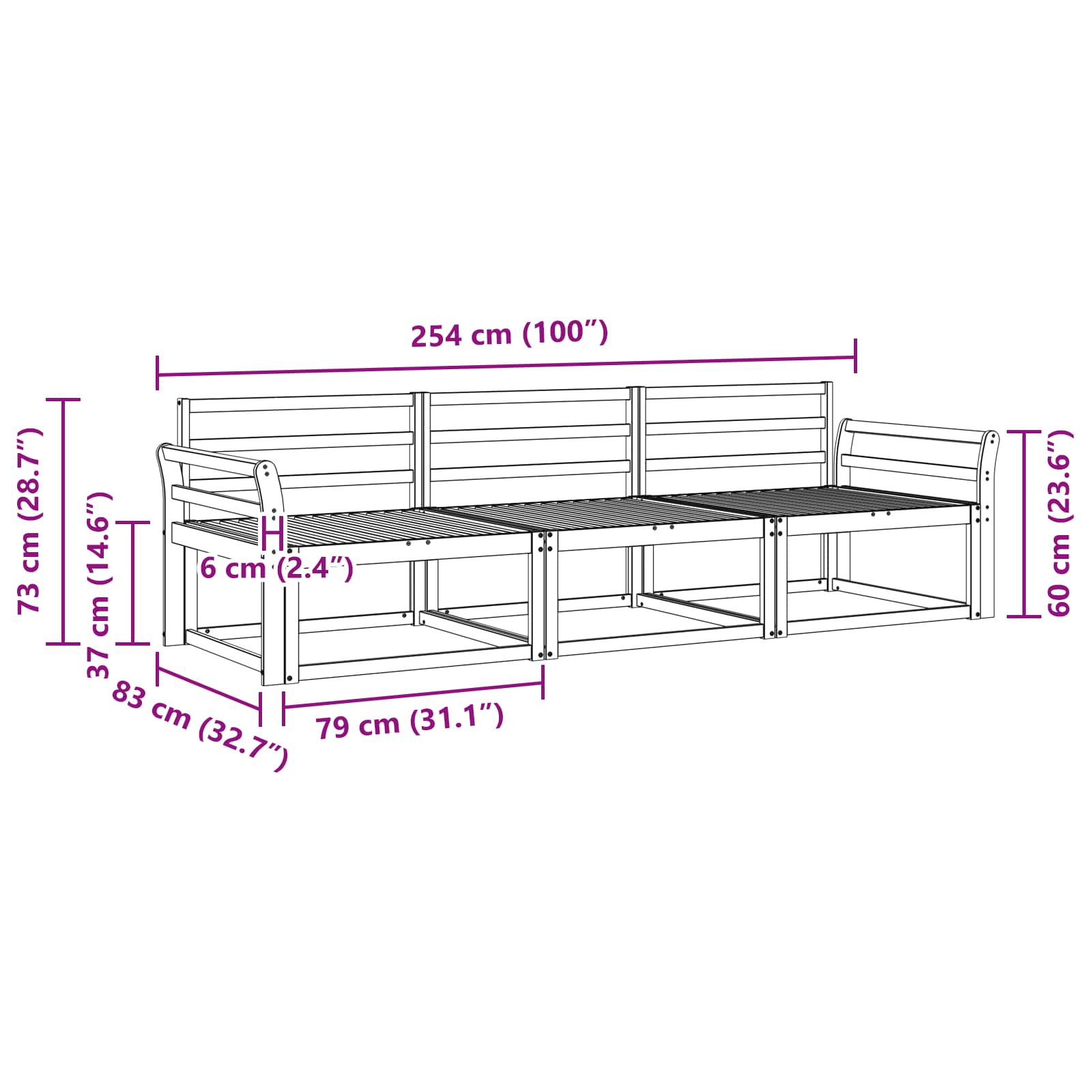 Ensemble de canapés d'extérieur 3 pcs Naturel - XIOS