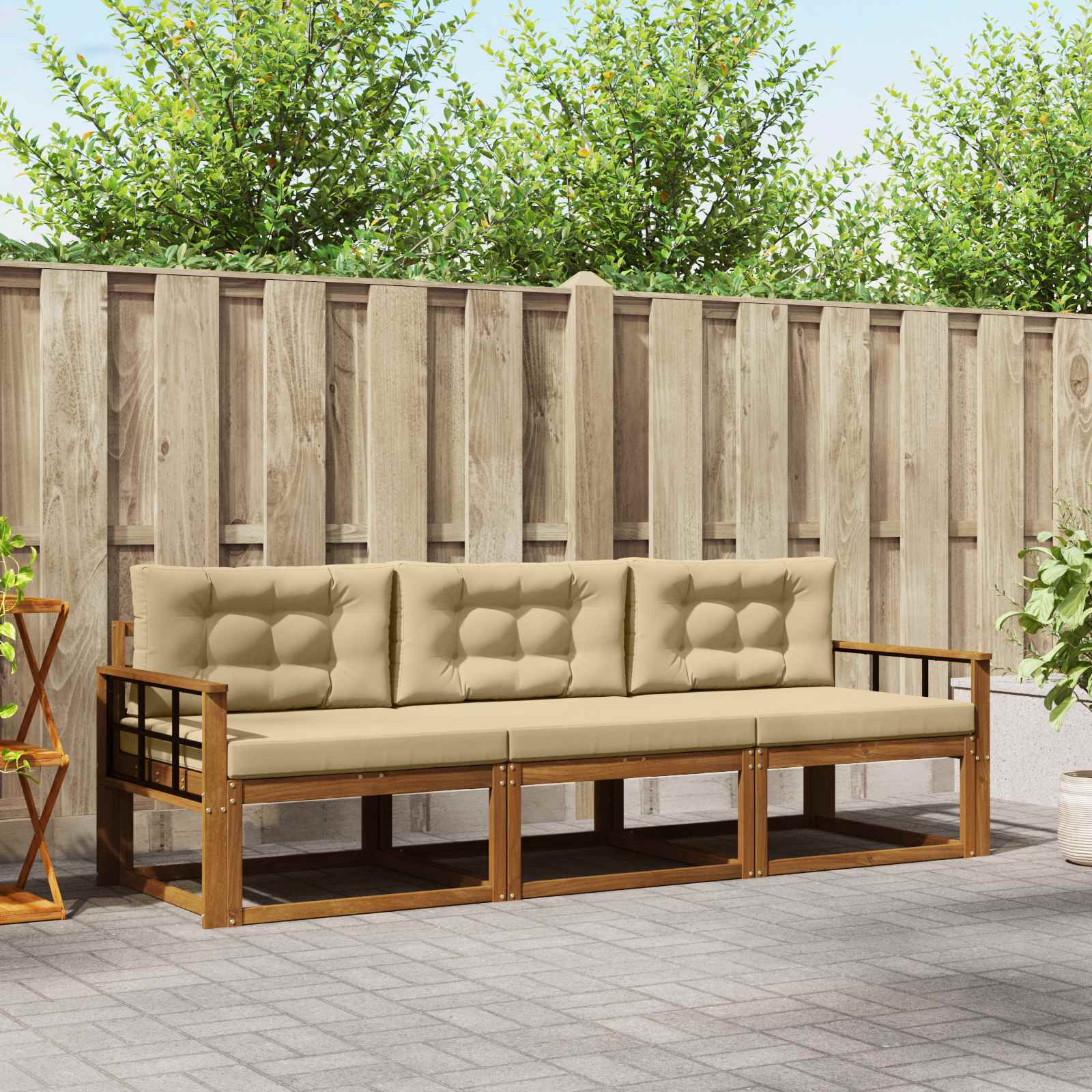 Ensemble de canapés d'extérieur 3 pcs Naturel et Beige - XIOS