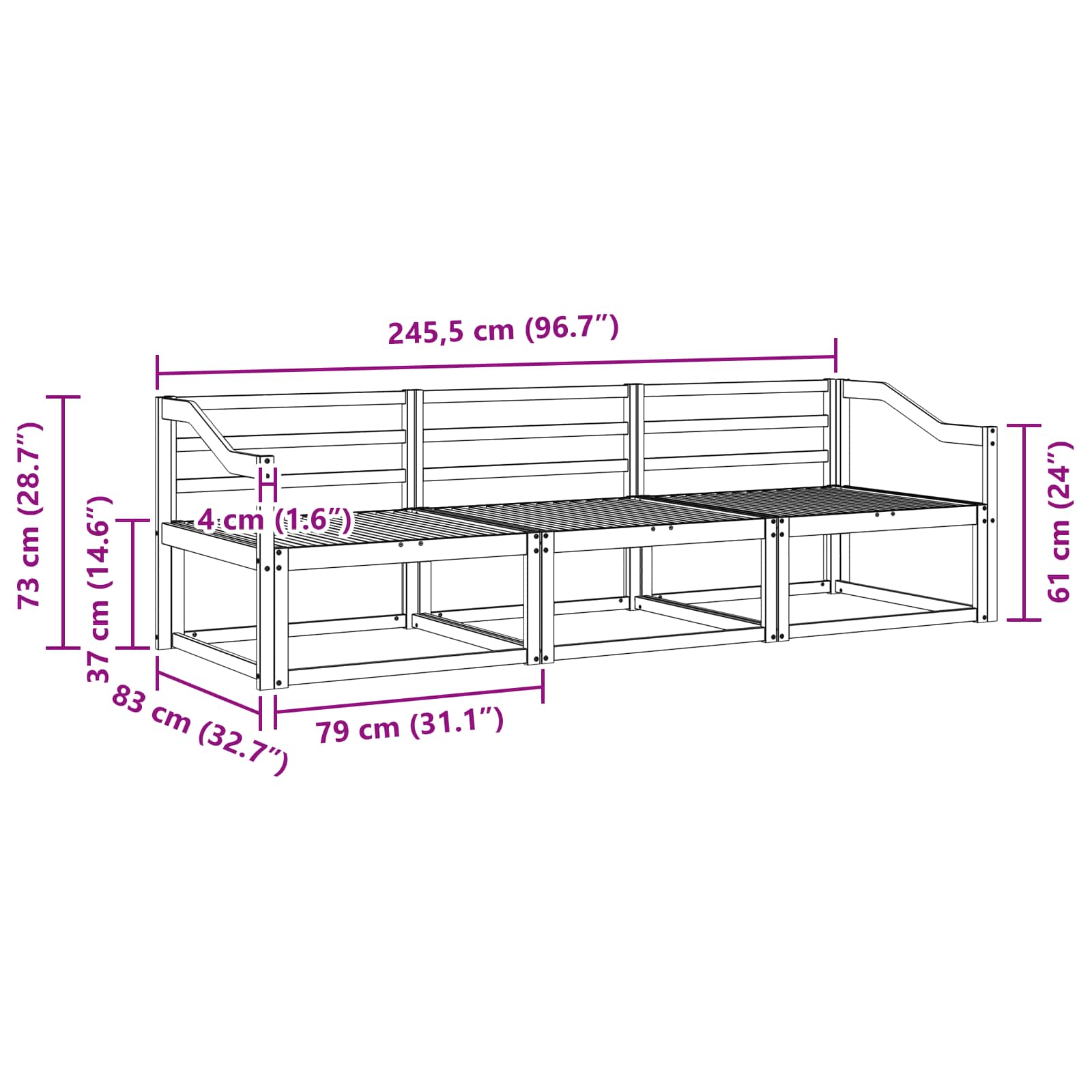 Ensemble de canapés d'extérieur 3 pcs Naturel - XIOS