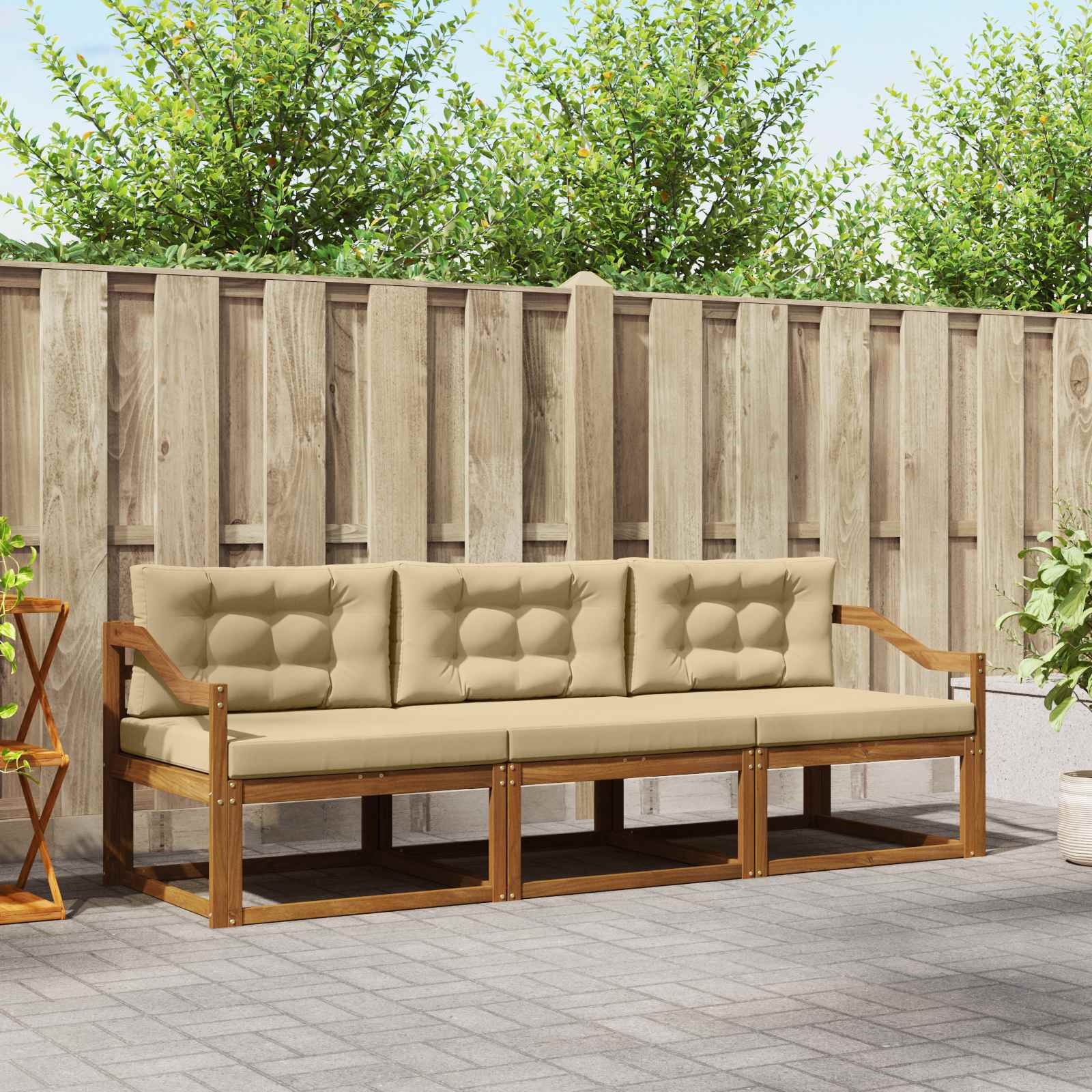 Ensemble de canapés d'extérieur 3 pcs Naturel et Beige - XIOS
