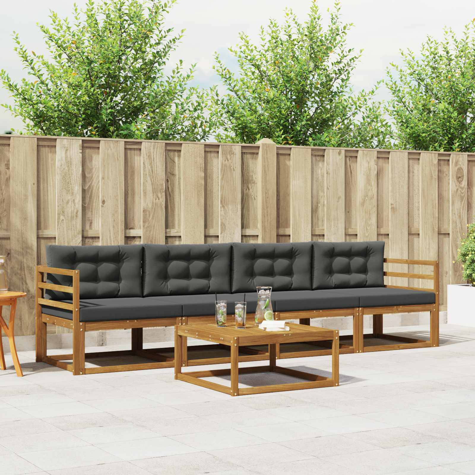 Ensemble de canapés d'extérieur 5 pcs Naturel et Anthracite - XIOS