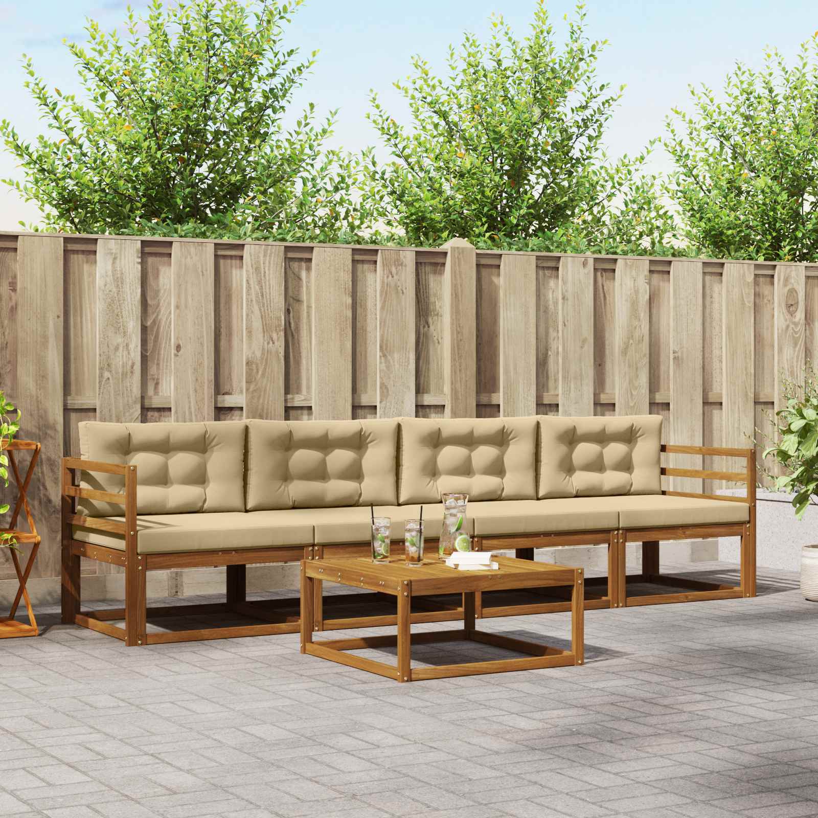 Ensemble de canapés d'extérieur 5 pcs Naturel et Beige - XIOS