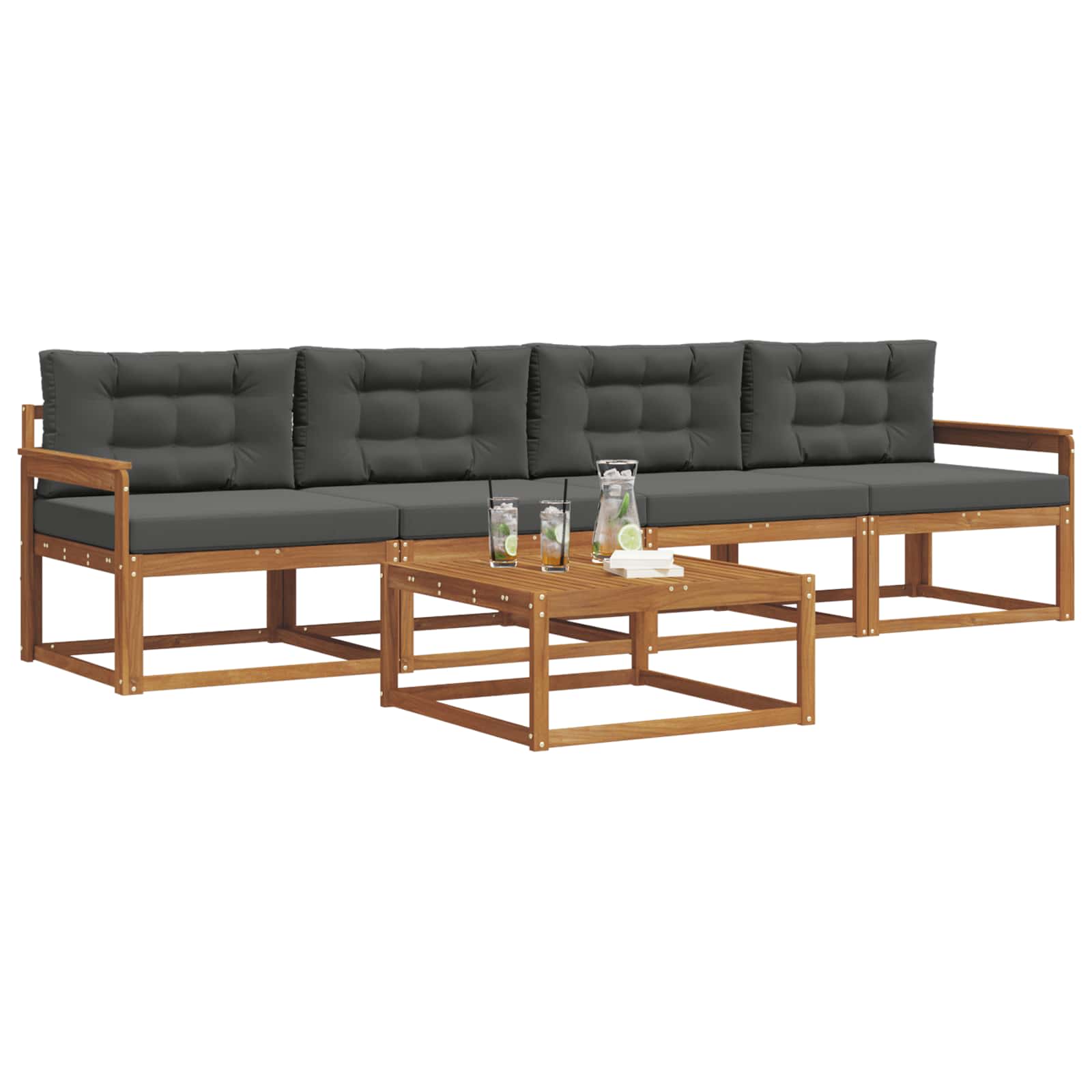Ensemble de canapés d'extérieur 5 pcs Naturel et Anthracite - XIOS