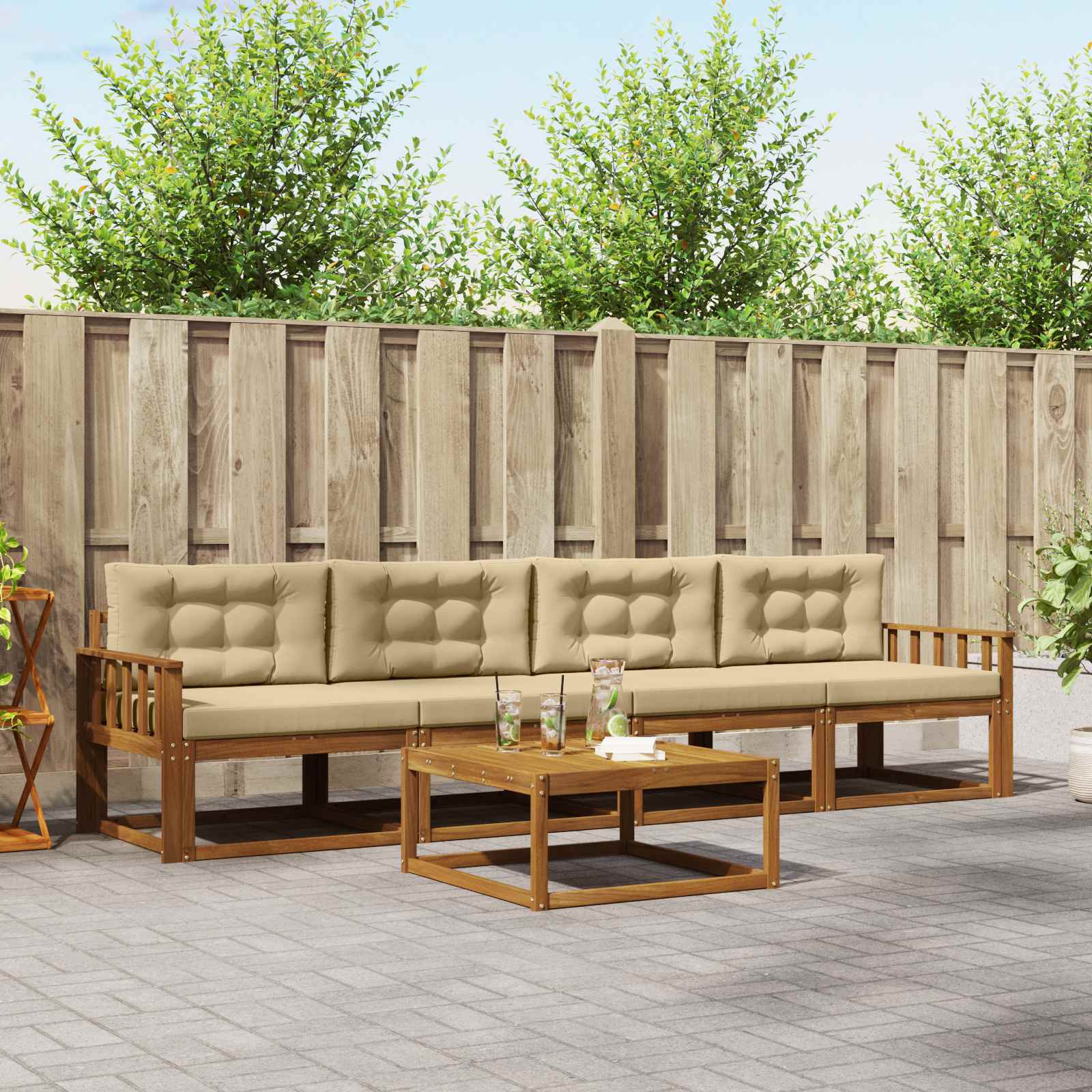 Ensemble de canapés d'extérieur 5 pcs Naturel et Beige - XIOS