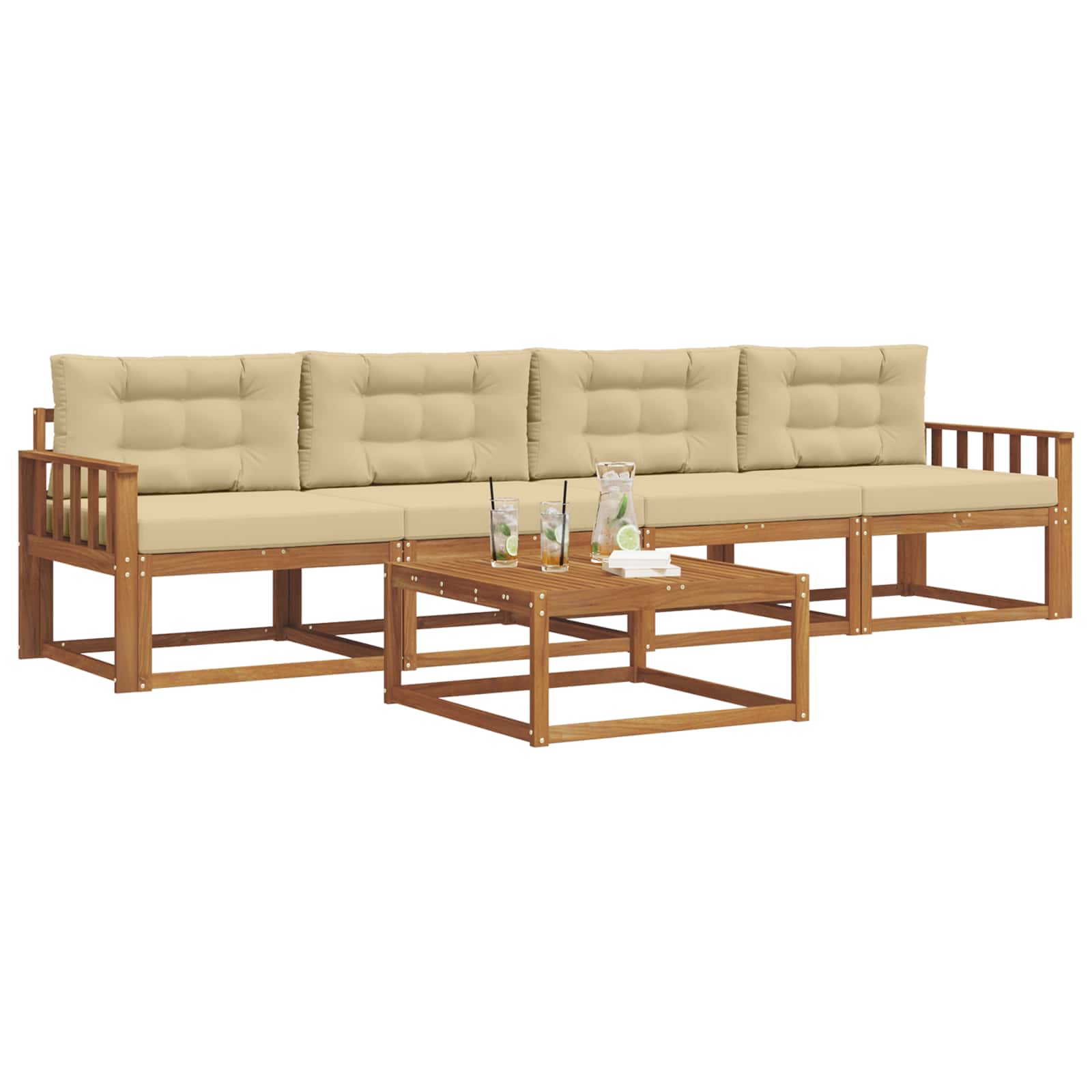 Ensemble de canapés d'extérieur 5 pcs Naturel et Beige - XIOS