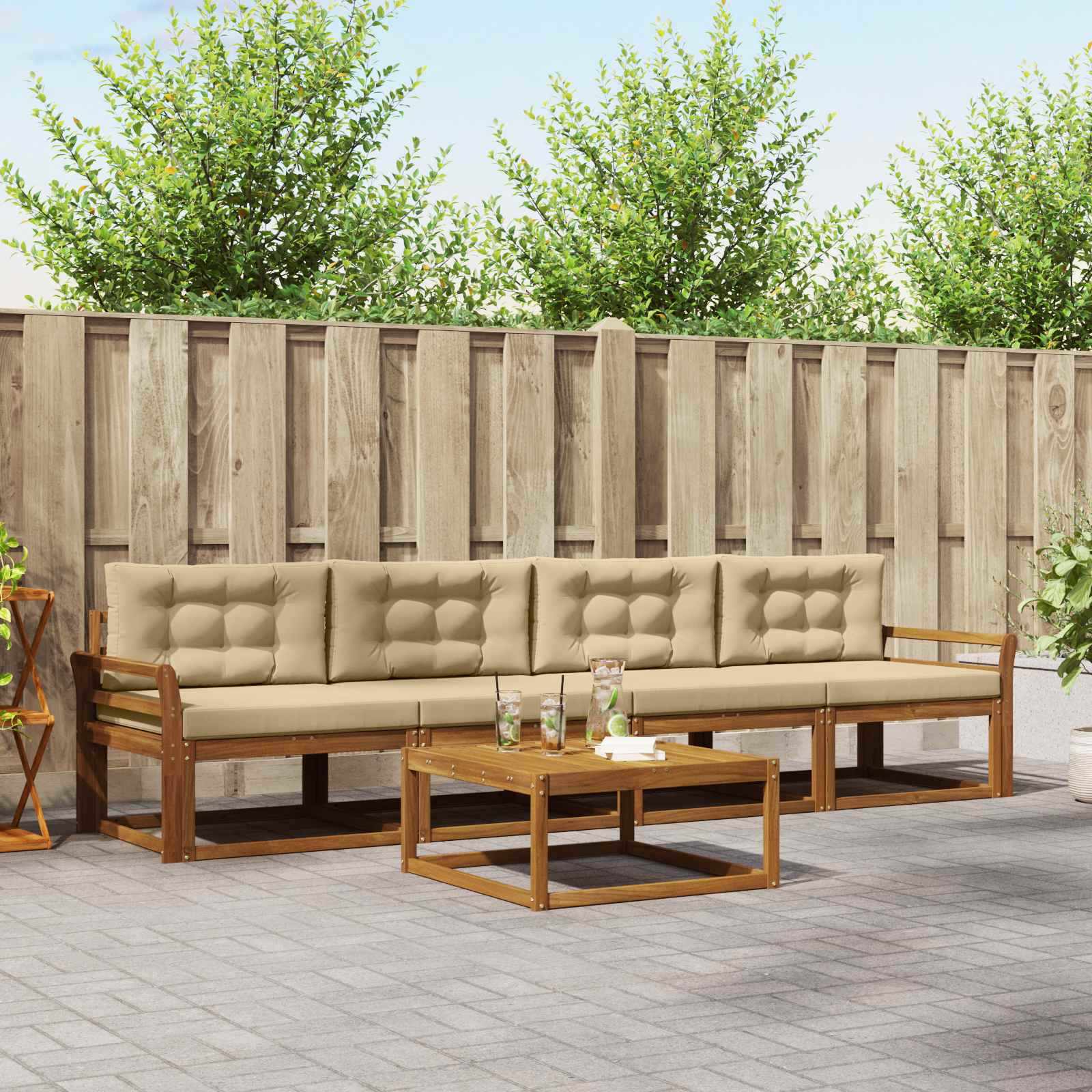 Ensemble de canapés d'extérieur 5 pcs Naturel et Beige - XIOS