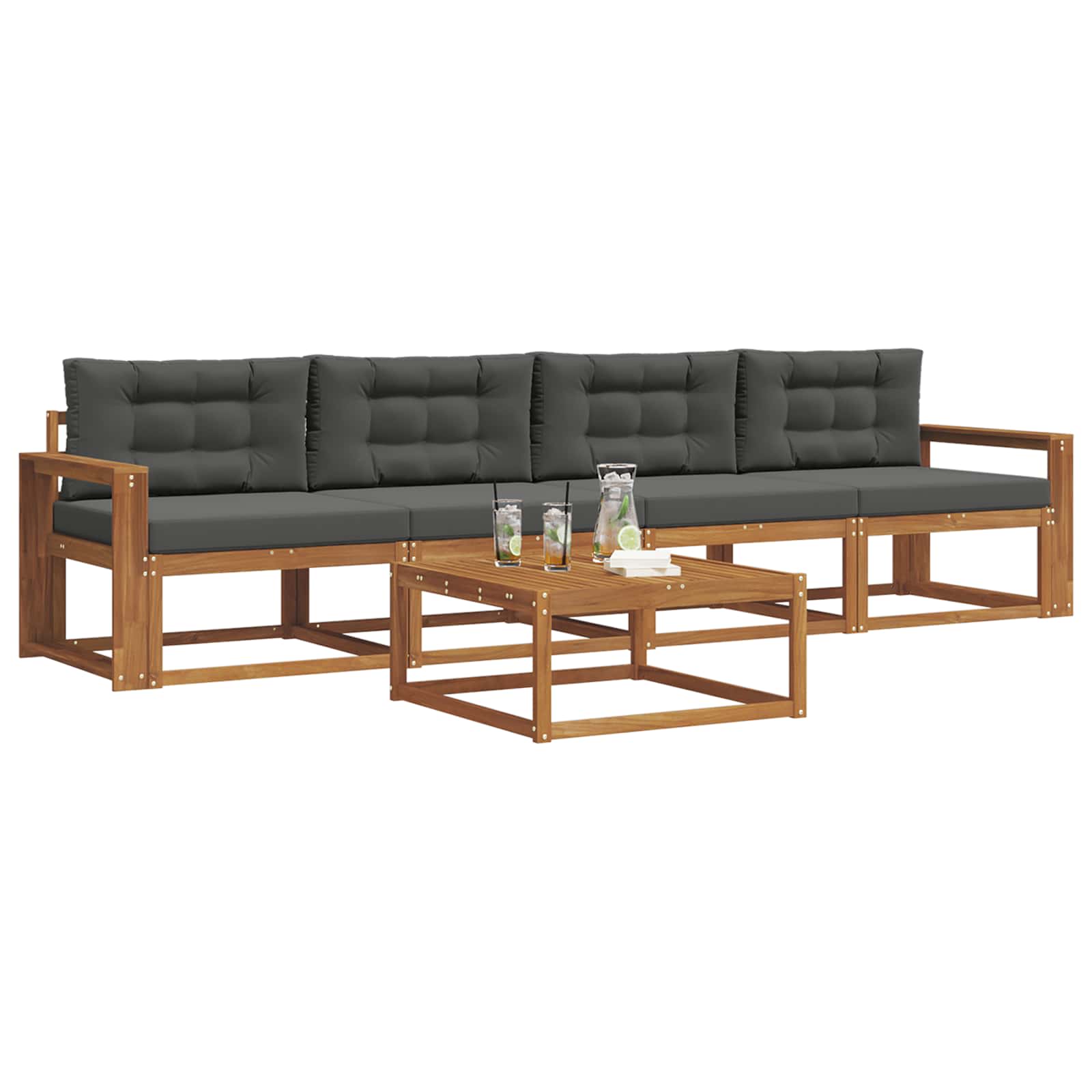 Ensemble de canapés d'extérieur 5 pcs Naturel et Anthracite - XIOS