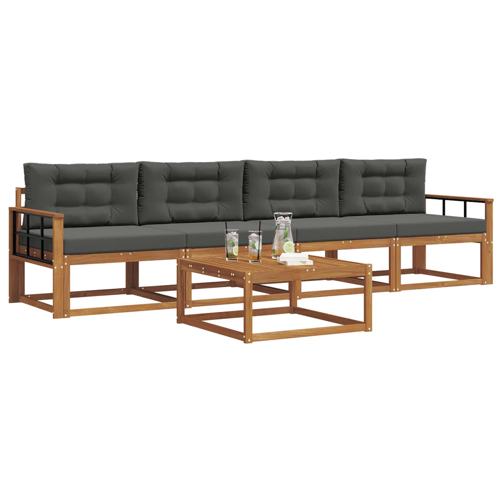 Ensemble de canapés d'extérieur 5 pcs Naturel et Anthracite - XIOS