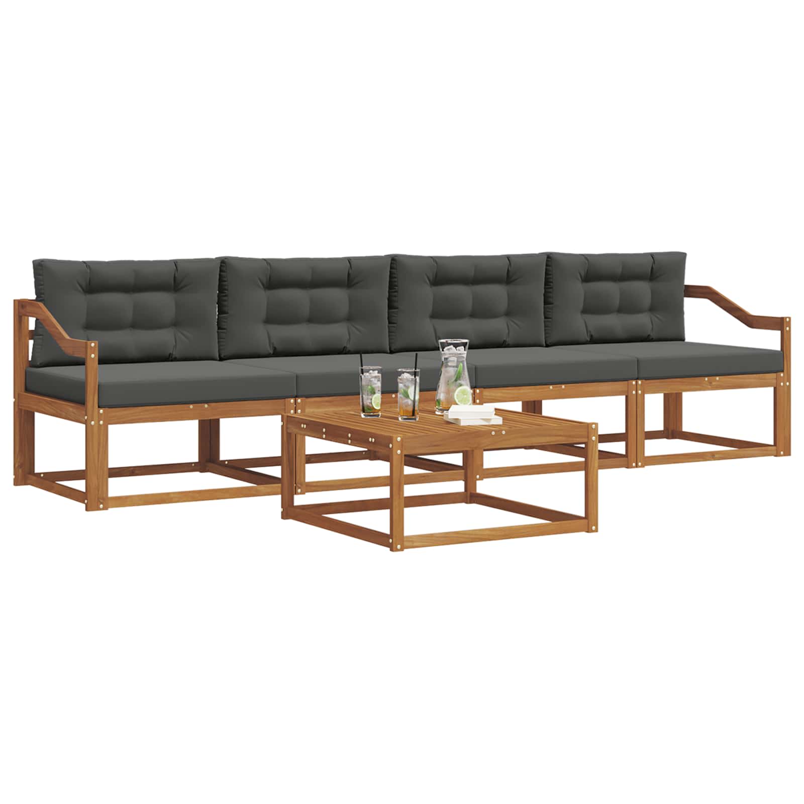 Ensemble de canapés d'extérieur 5 pcs Naturel et Anthracite - XIOS