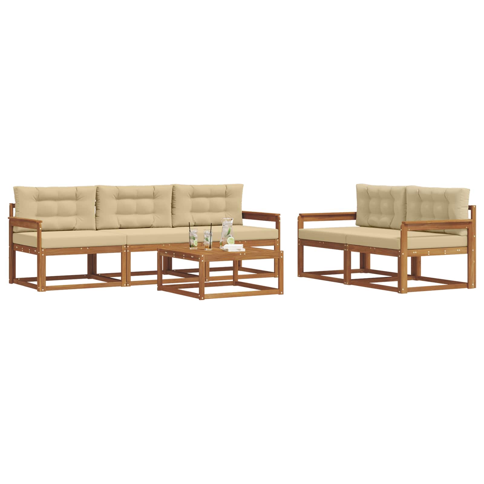 Ensemble de canapés d'extérieur 6 pcs Naturel et Beige - XIOS