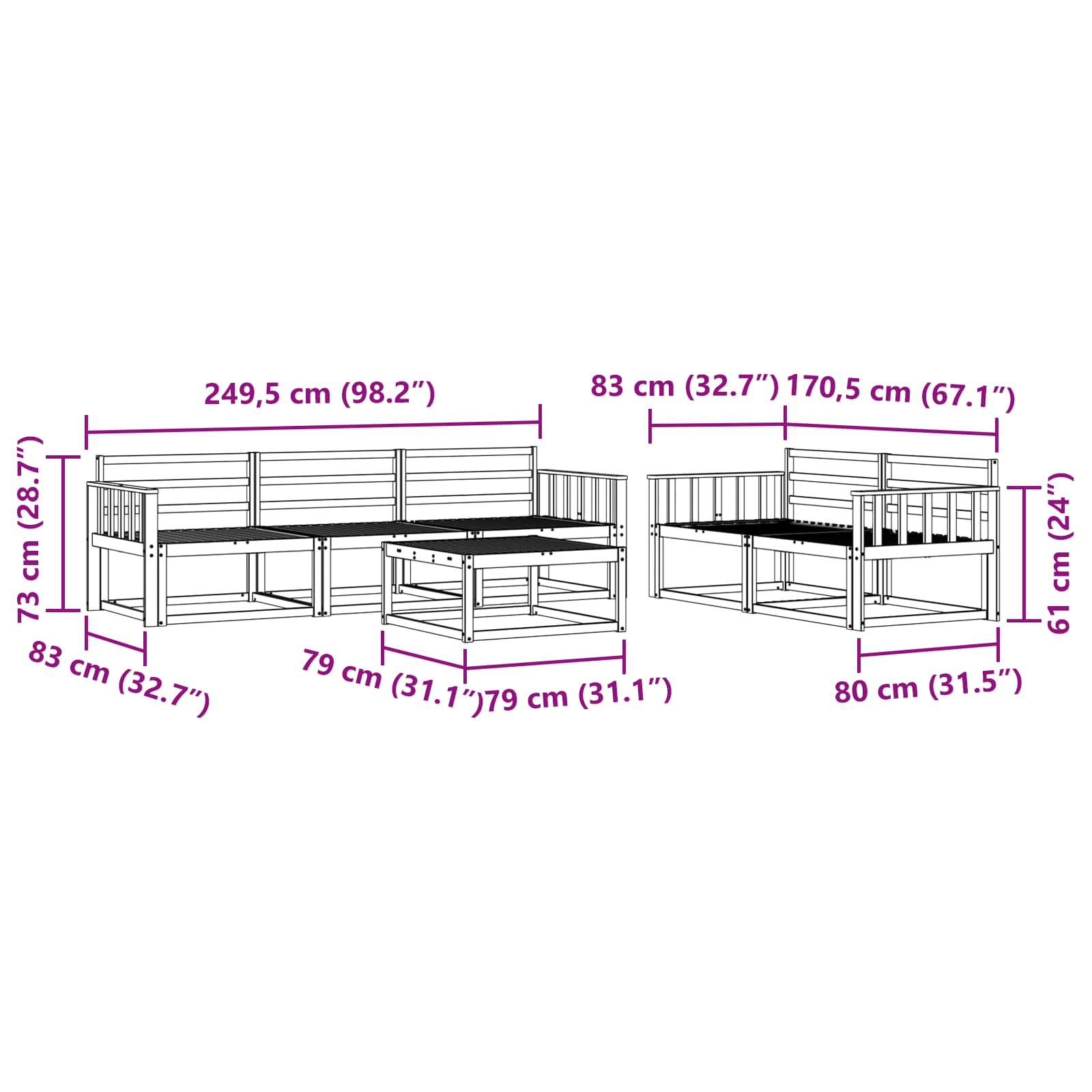 Ensemble de canapés d'extérieur 6 pcs Naturel - XIOS