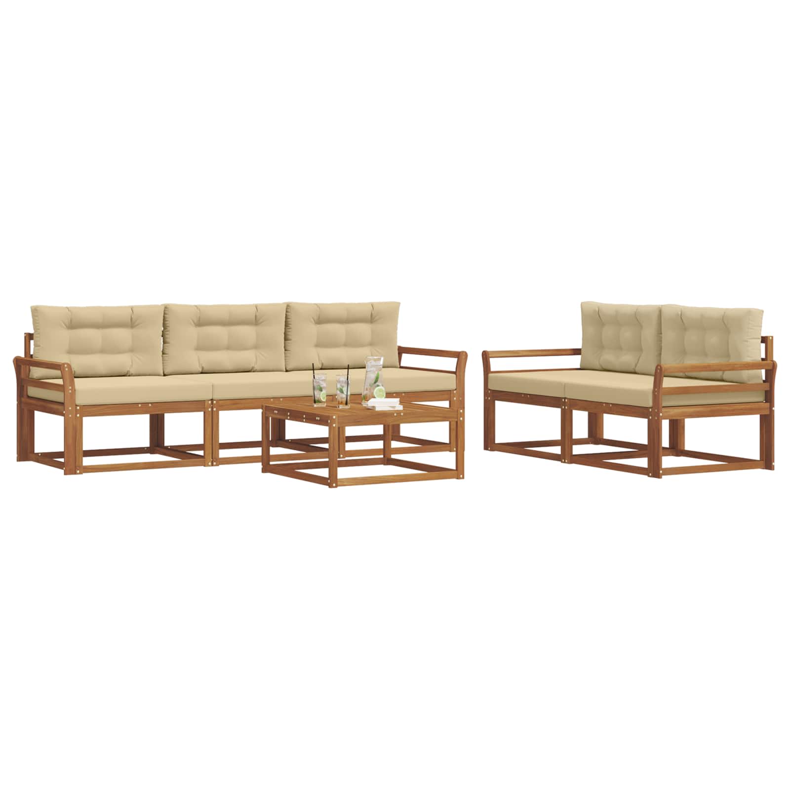 Ensemble de canapés d'extérieur 6 pcs Naturel et Beige - XIOS