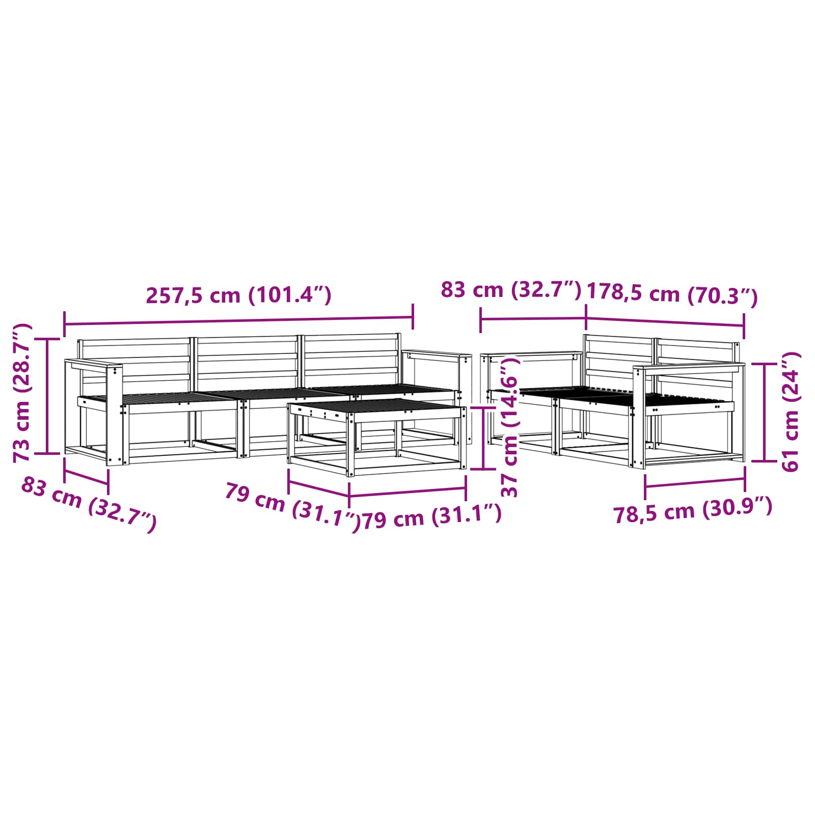 Ensemble de canapés d'extérieur 6 pcs Naturel - XIOS