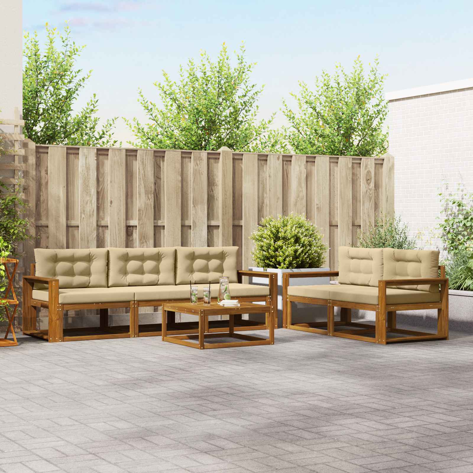Ensemble de canapés d'extérieur 6 pcs Naturel et Beige - XIOS