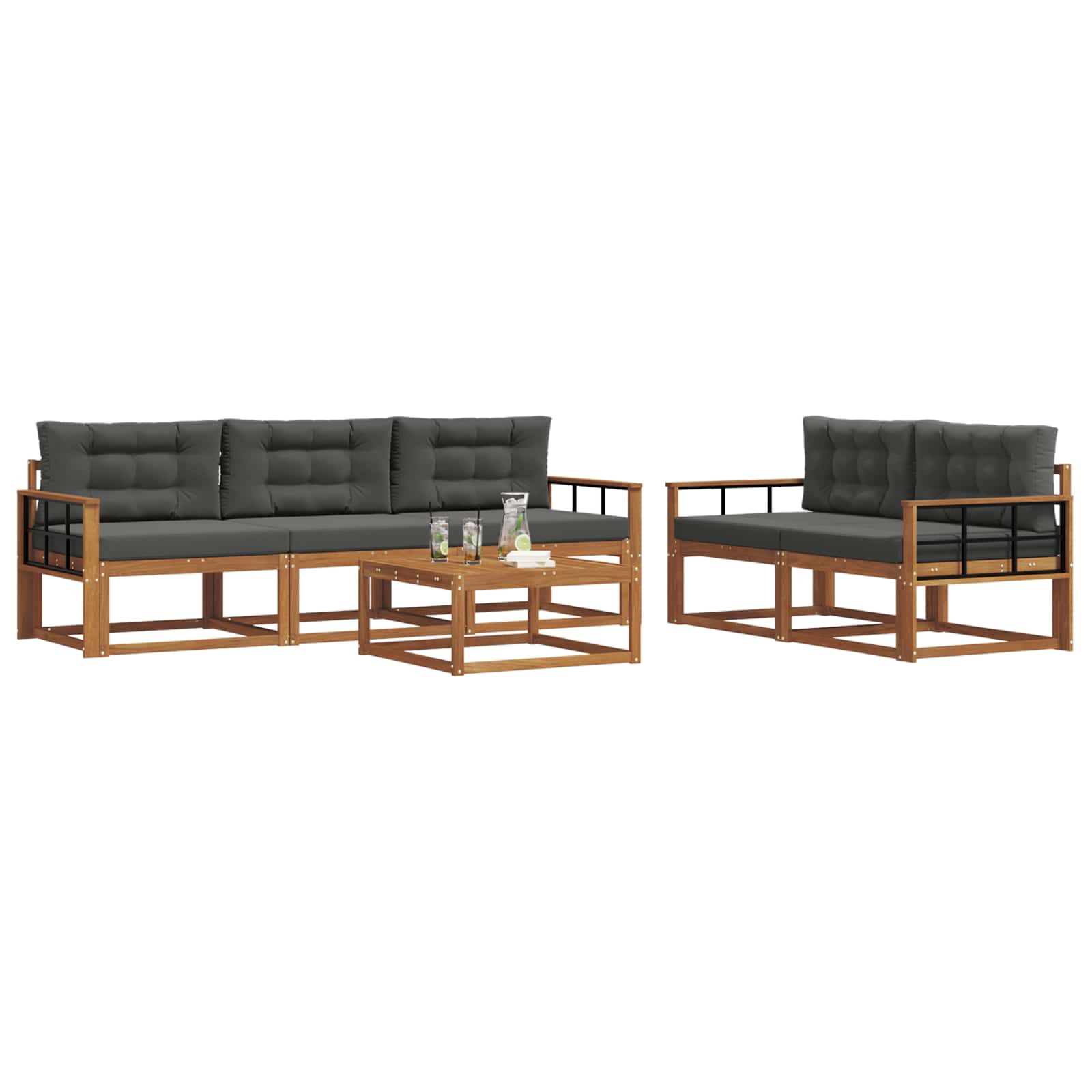 Ensemble de canapés d'extérieur 6 pcs Naturel et Anthracite - XIOS