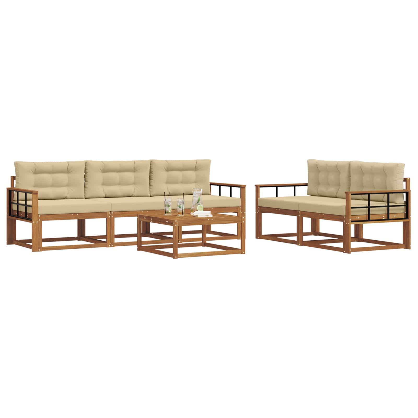 Ensemble de canapés d'extérieur 6 pcs Naturel et Beige - XIOS