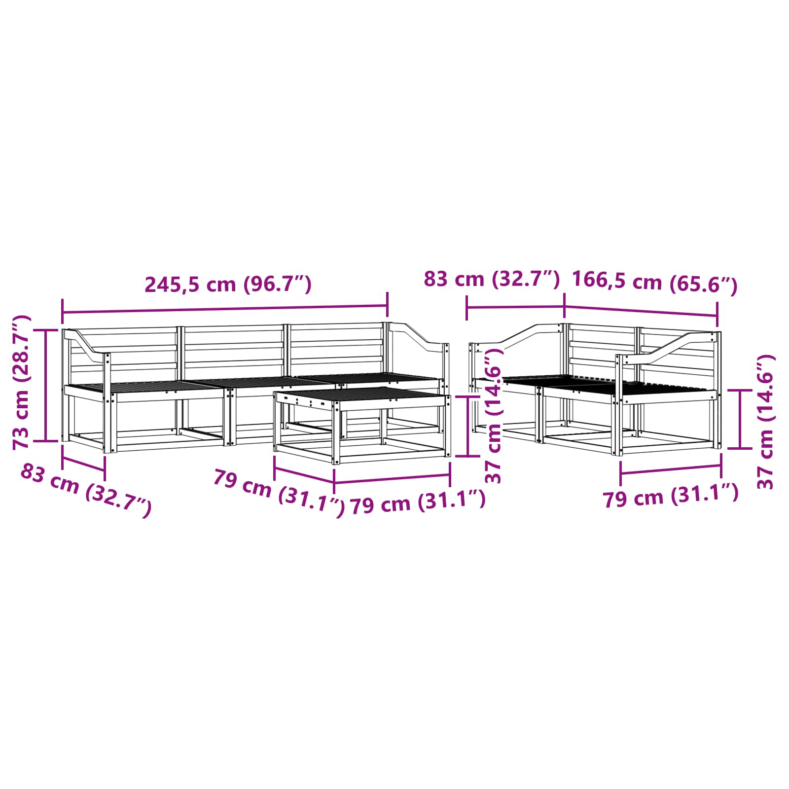 Ensemble de canapés d'extérieur 6 pcs Naturel - XIOS