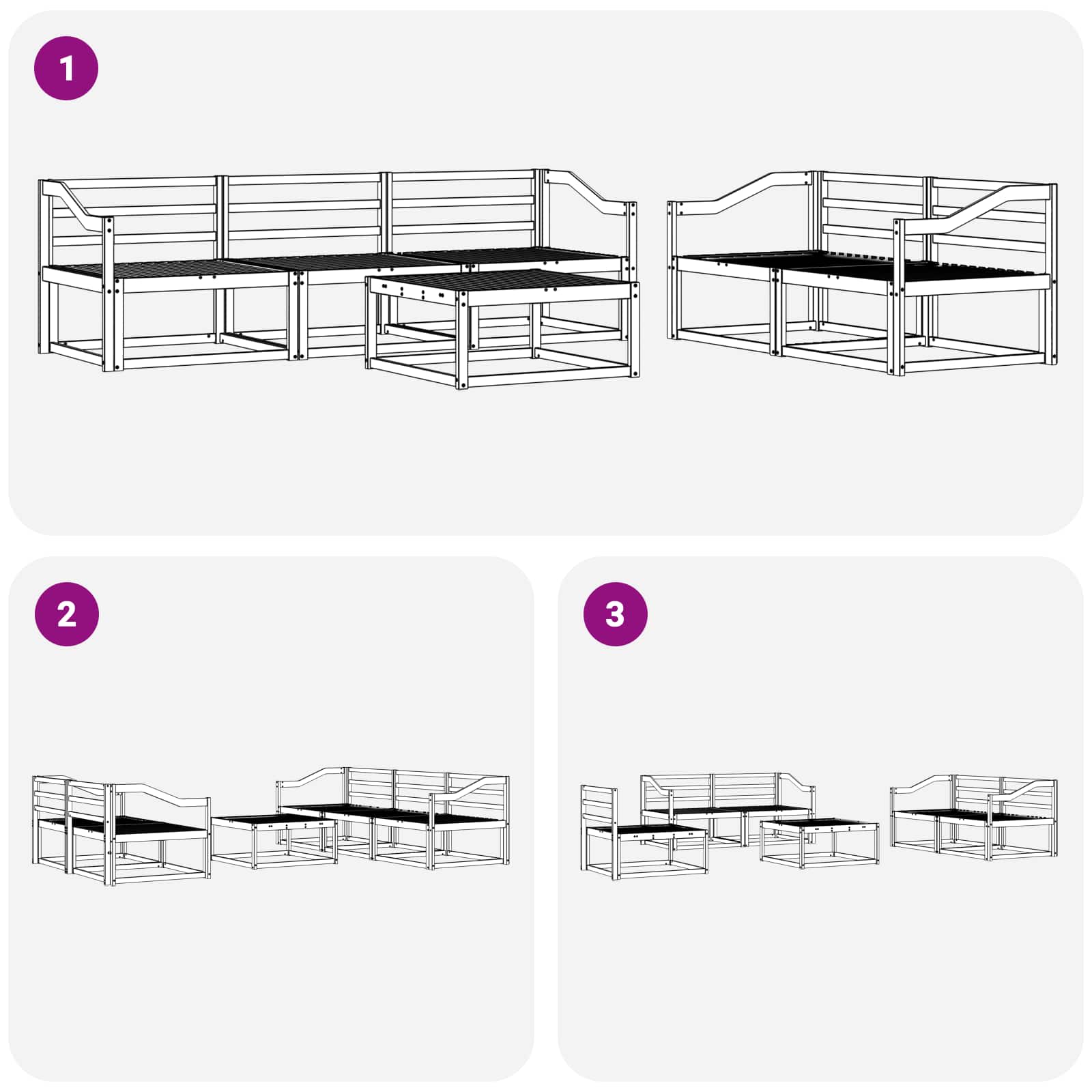 Ensemble de canapés d'extérieur 6 pcs Naturel - XIOS