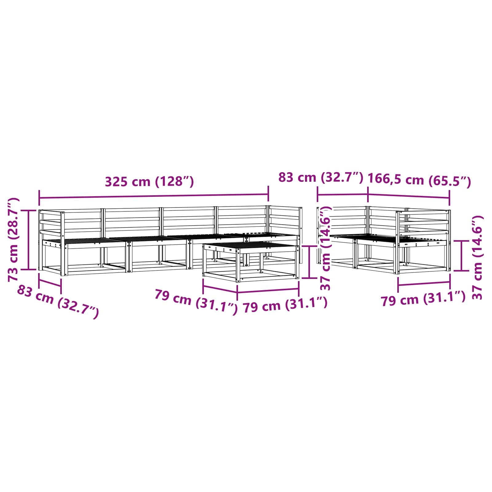 Ensemble de canapés d'extérieur 7 pcs Naturel - XIOS