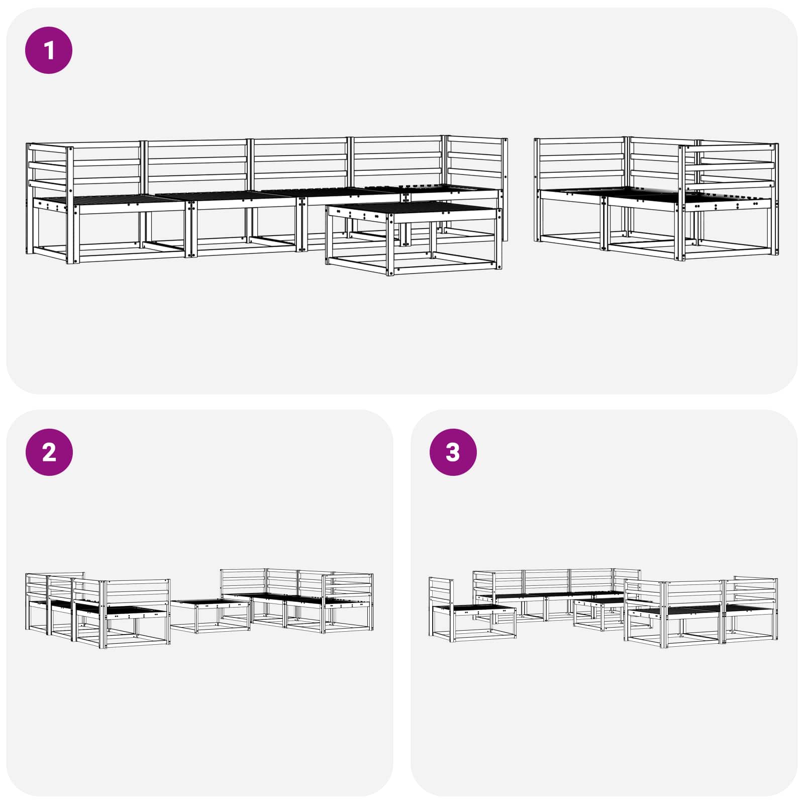 Ensemble de canapés d'extérieur 7 pcs Naturel - XIOS
