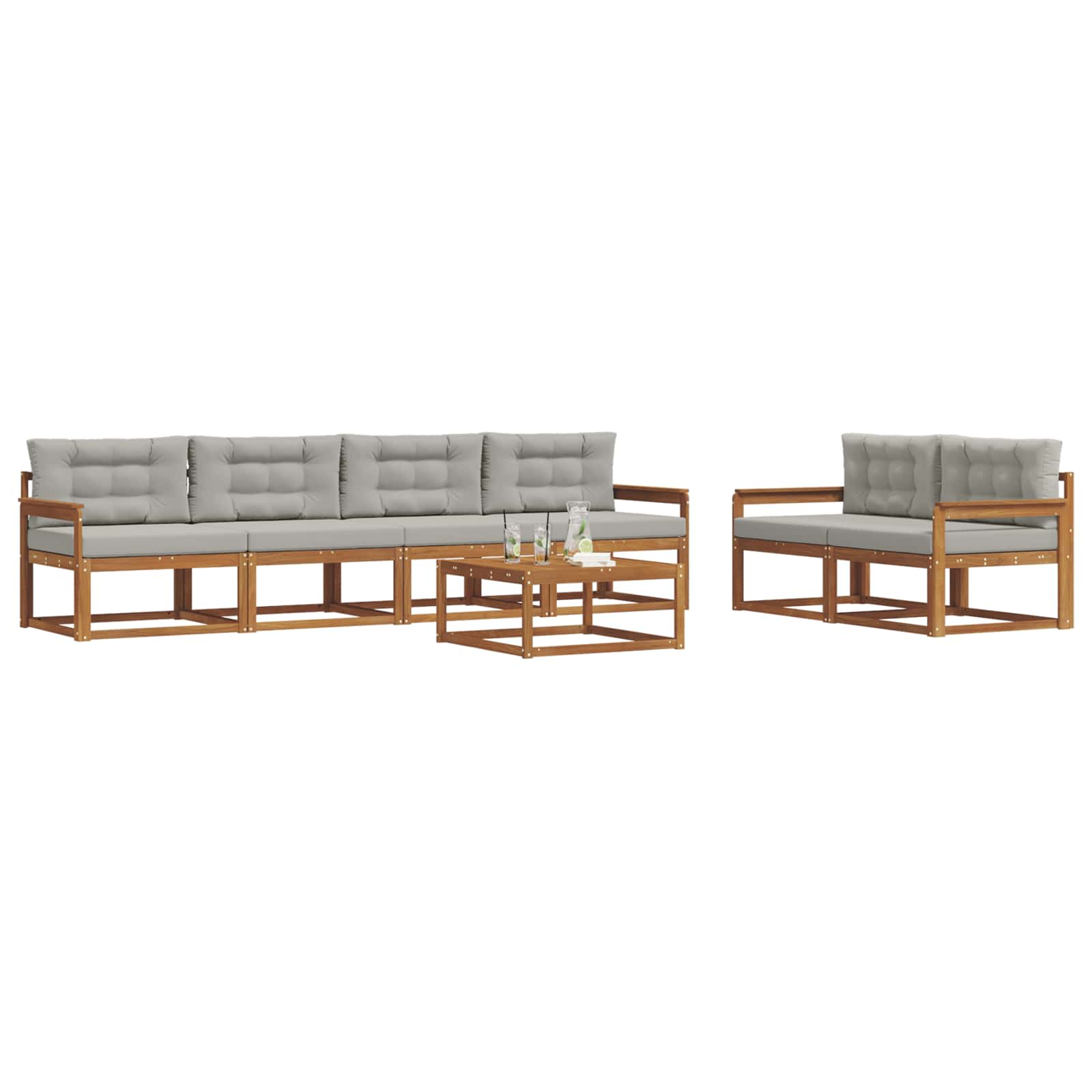 Ensemble de canapés d'extérieur 7 pcs Gris Naturel et Clair - XIOS