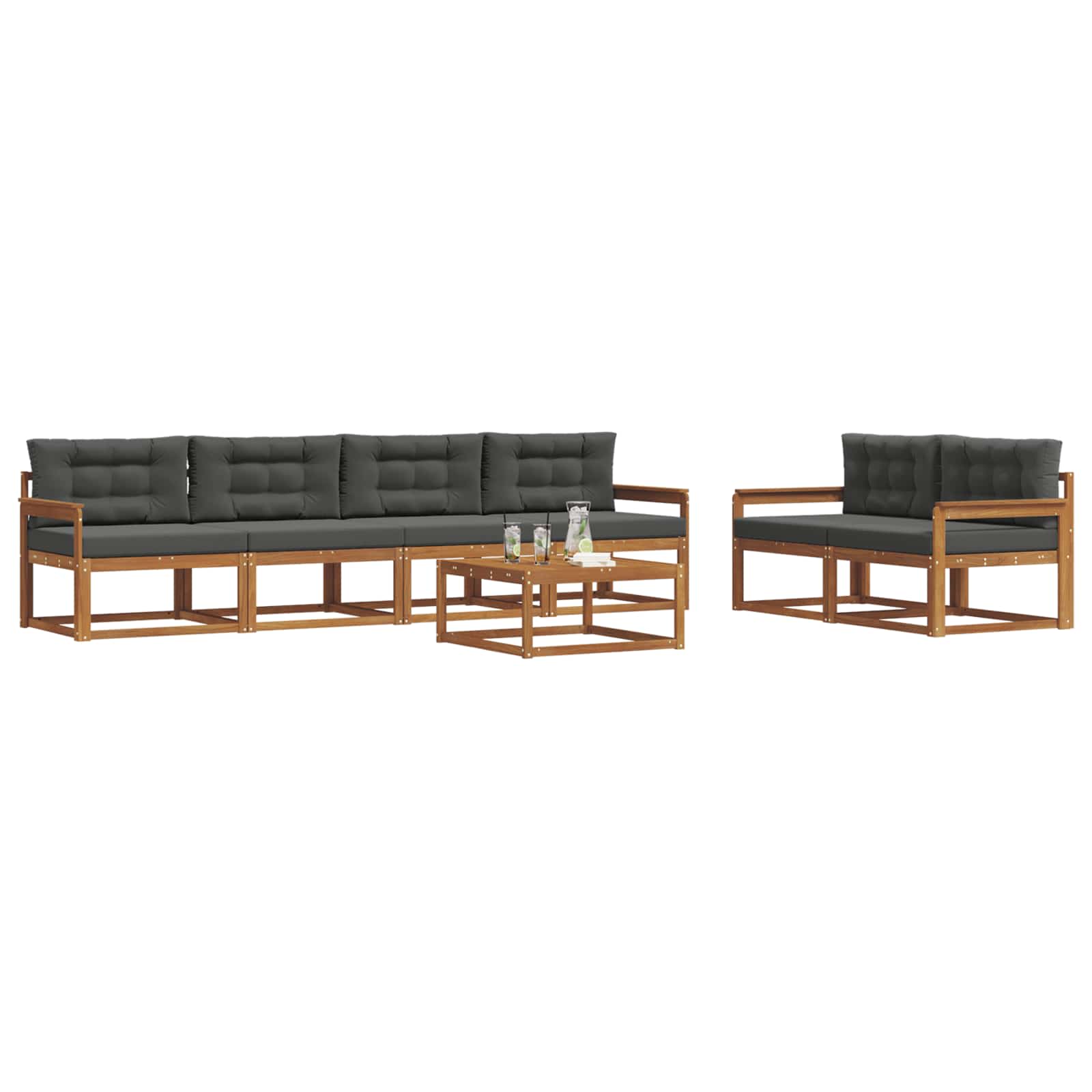 Ensemble de canapés d'extérieur 7 pcs Naturel et Anthracite - XIOS