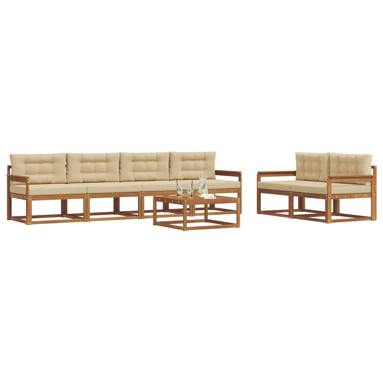 Ensemble de canapés d'extérieur 7 pcs Naturel et Beige - XIOS