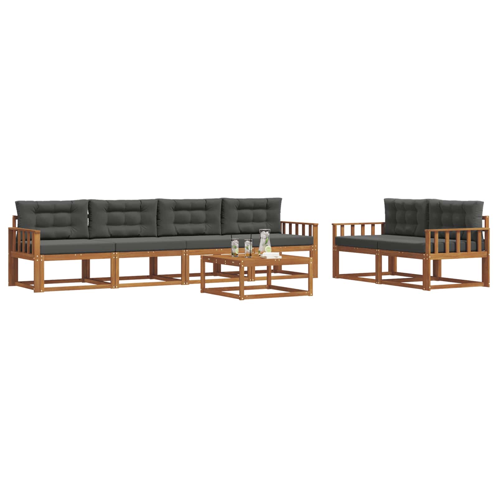 Ensemble de canapés d'extérieur 7 pcs Naturel et Anthracite - XIOS