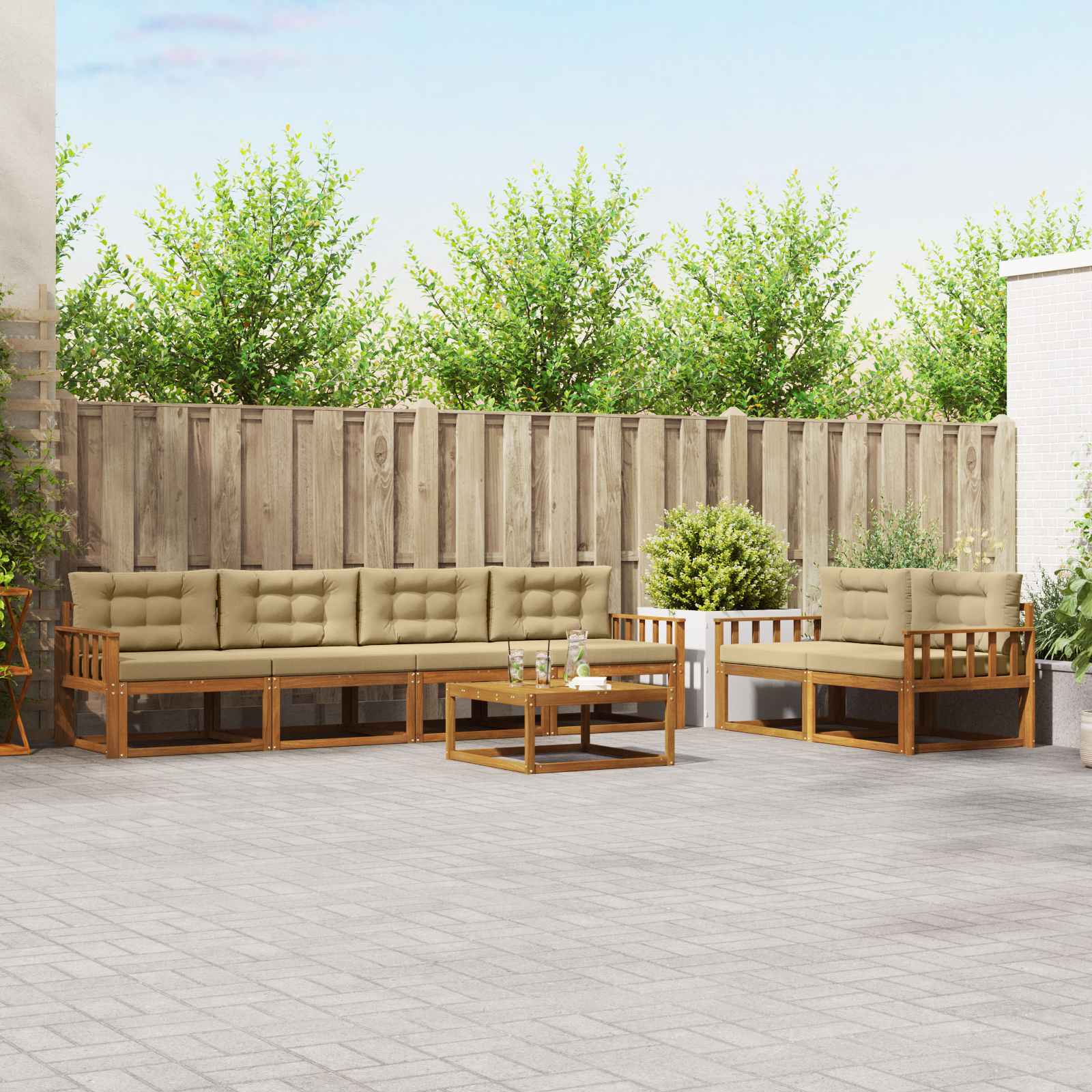 Ensemble de canapés d'extérieur 7 pcs Naturel et Beige - XIOS