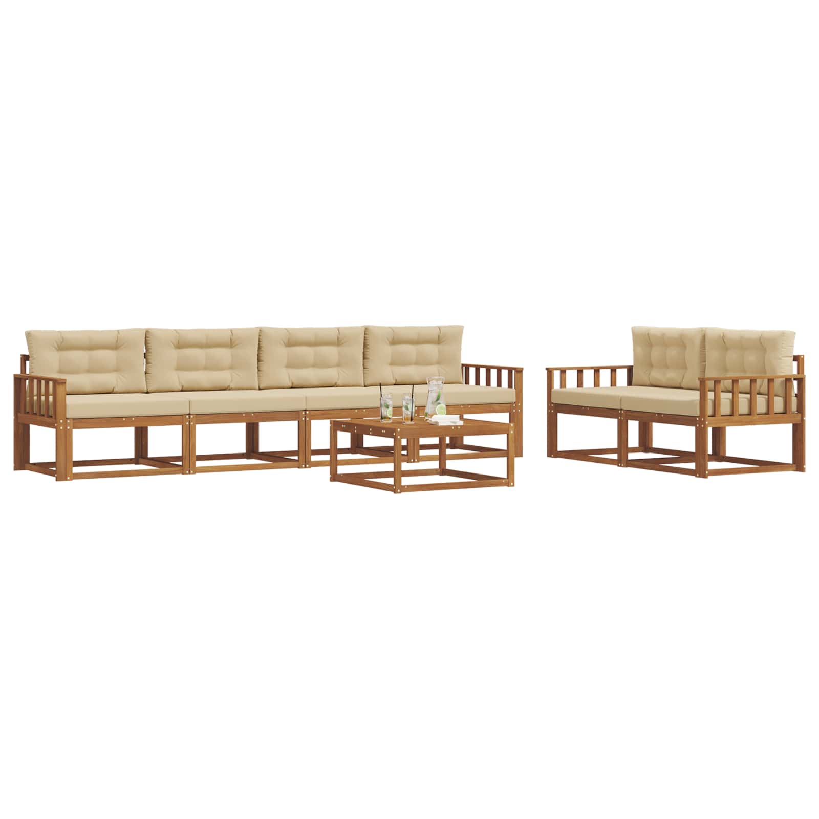 Ensemble de canapés d'extérieur 7 pcs Naturel et Beige - XIOS