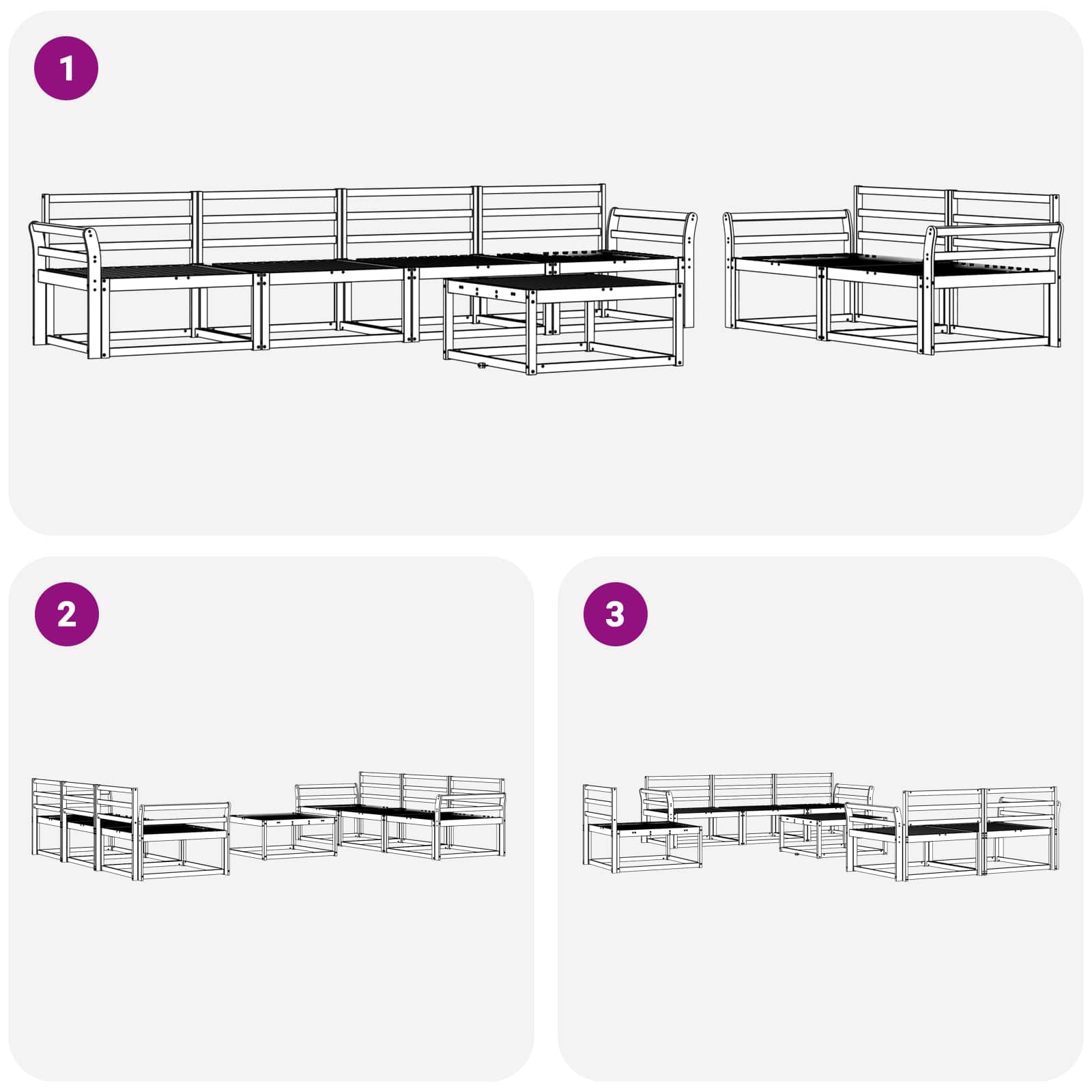 Ensemble de canapés d'extérieur 7 pcs Naturel - XIOS
