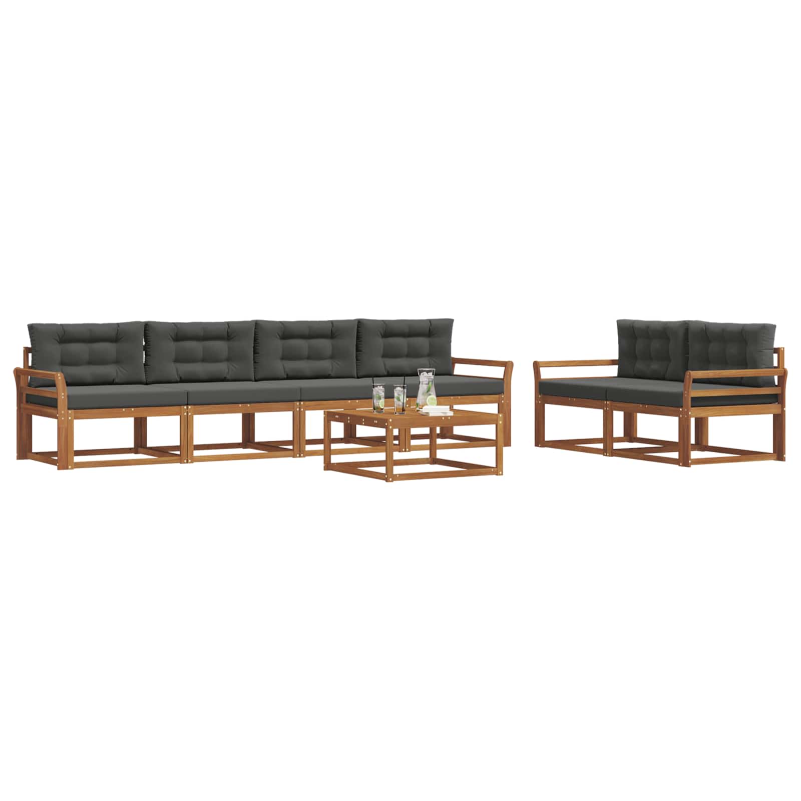 Ensemble de canapés d'extérieur 7 pcs Naturel et Anthracite - XIOS