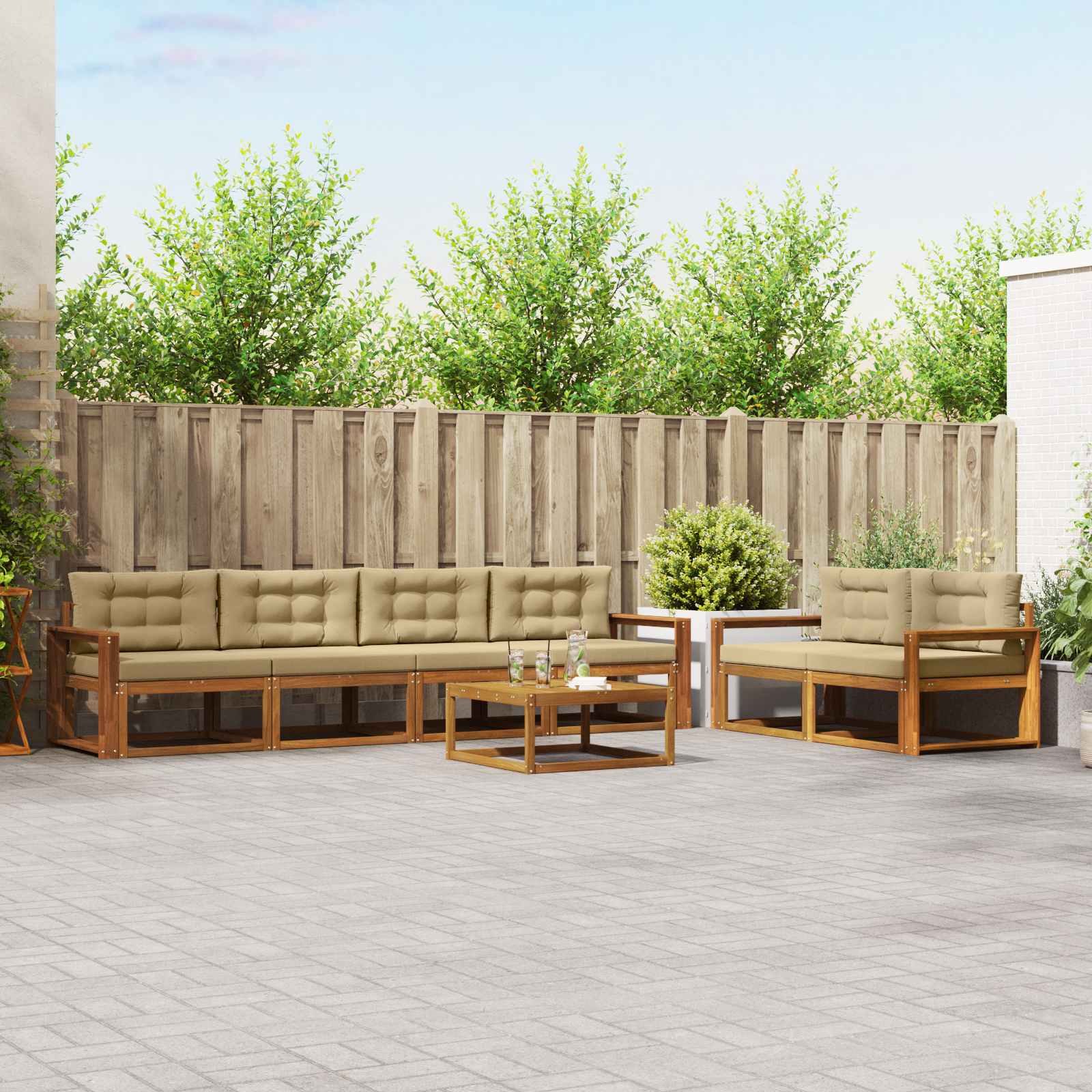 Ensemble de canapés d'extérieur 7 pcs Naturel et Beige - XIOS