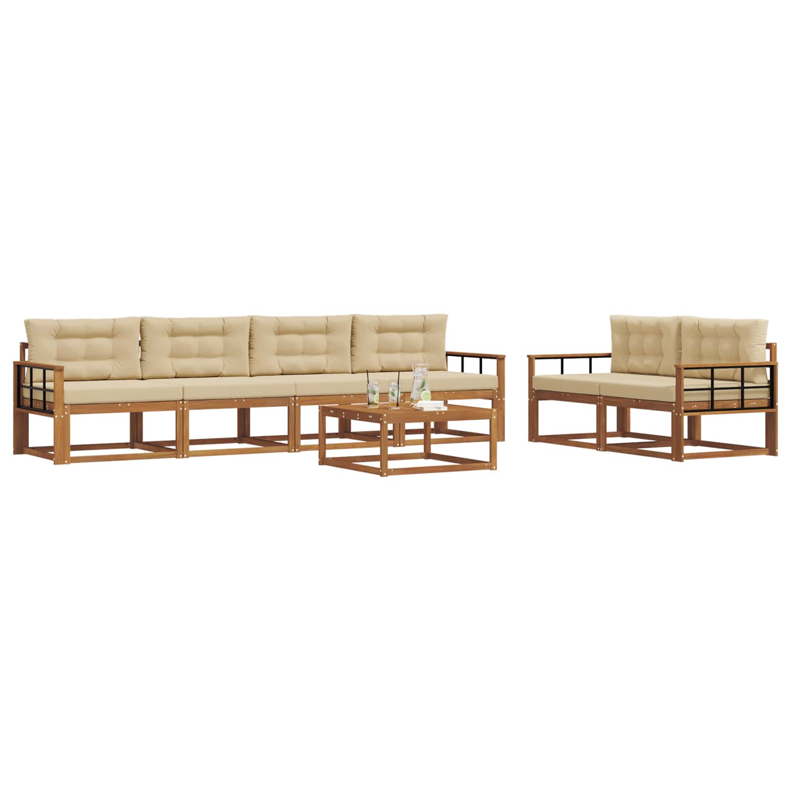 Ensemble de canapés d'extérieur 7 pcs Naturel et Beige - XIOS