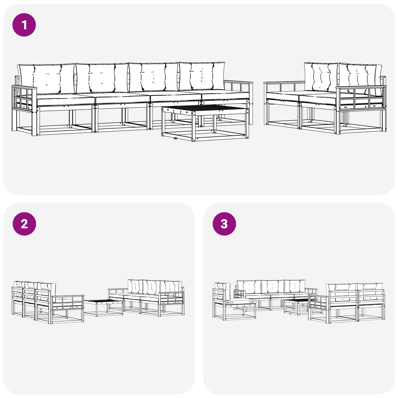 Ensemble de canapés d'extérieur 7 pcs Naturel et Beige - XIOS