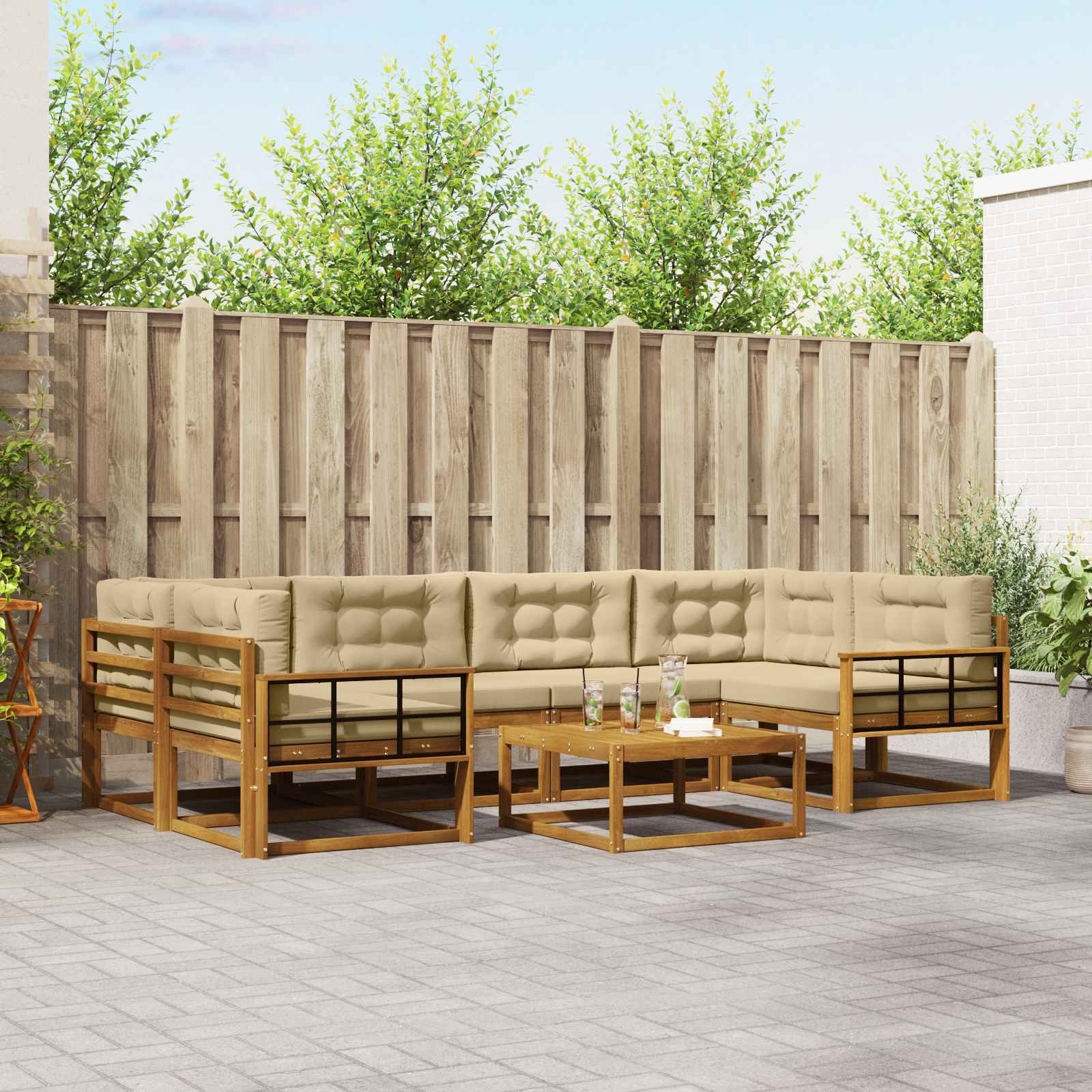 Ensemble de canapés d'extérieur 7 pcs Naturel et Beige - XIOS