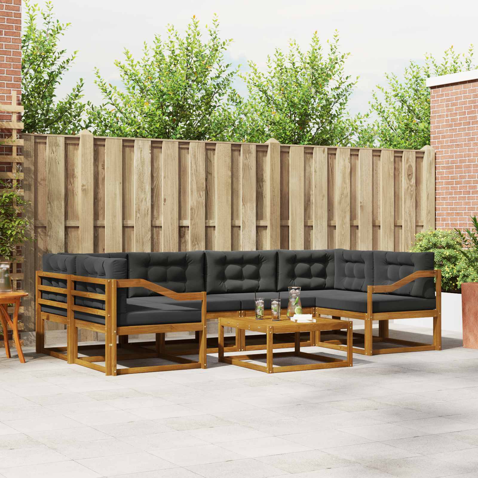Ensemble de canapés d'extérieur 7 pcs Naturel et Anthracite - XIOS