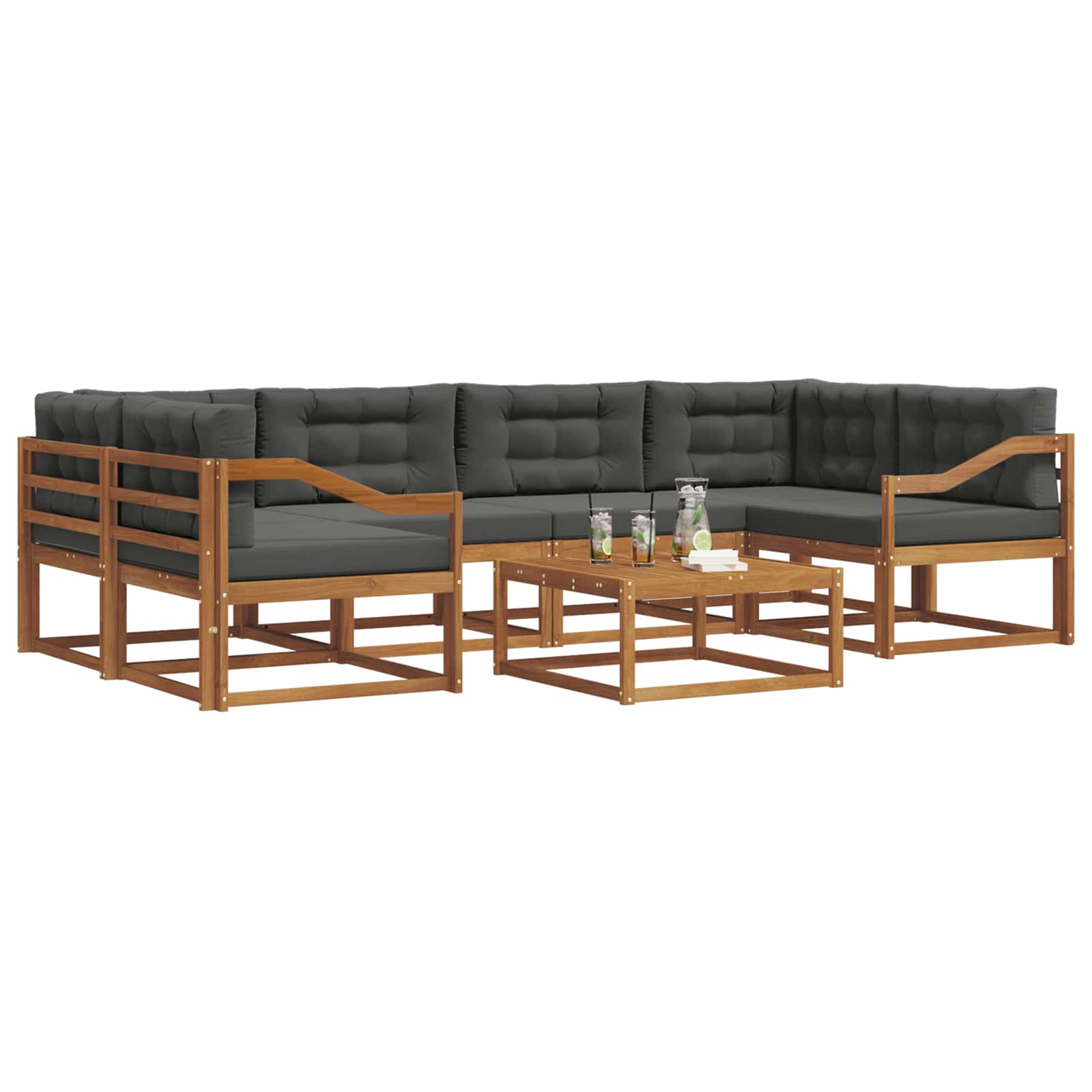 Ensemble de canapés d'extérieur 7 pcs Naturel et Anthracite - XIOS